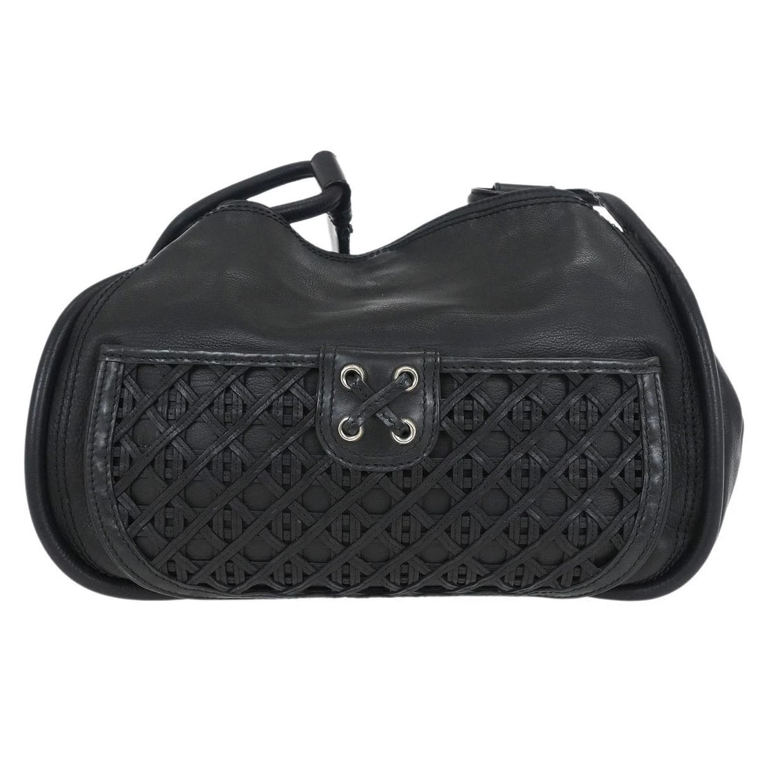 CHRISTIAN DIOR BLACK LEATHER SHOULDER BAG: Christian Dior Black Leather Shoulder Bag Brand: Dior Type/Style: Shoulder Bag Material: Leather, Canvas Color: Black Size: W 14.2 x H 11.0 x D 6.7 inch Accessories: None Accessories Notic