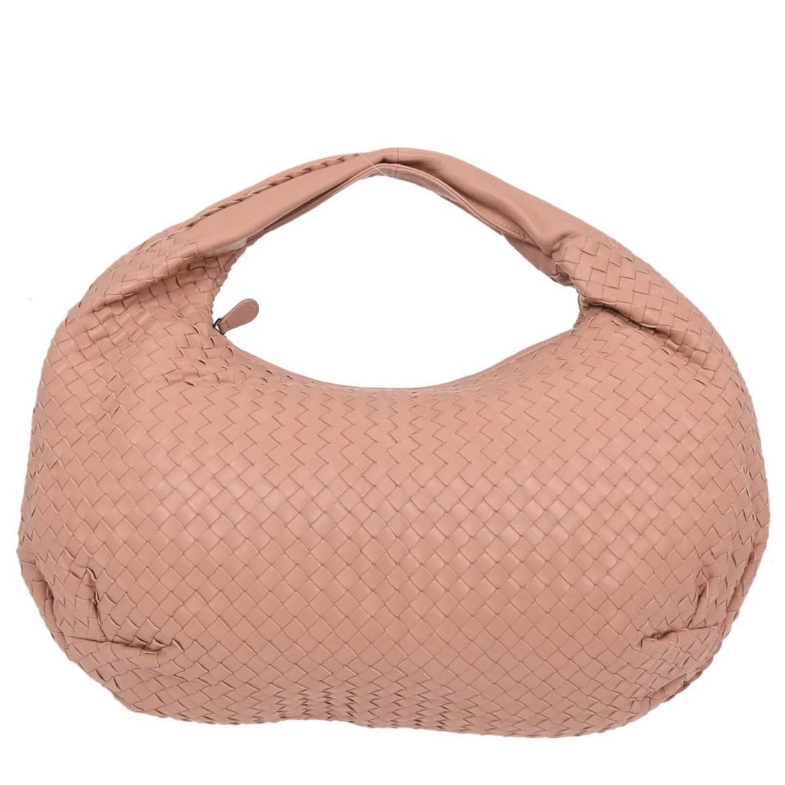 BOTTEGA VENETA PINK BEIGE LAMBSKIN INTRECCIATO HOBO HANDBAG (1 of 6)