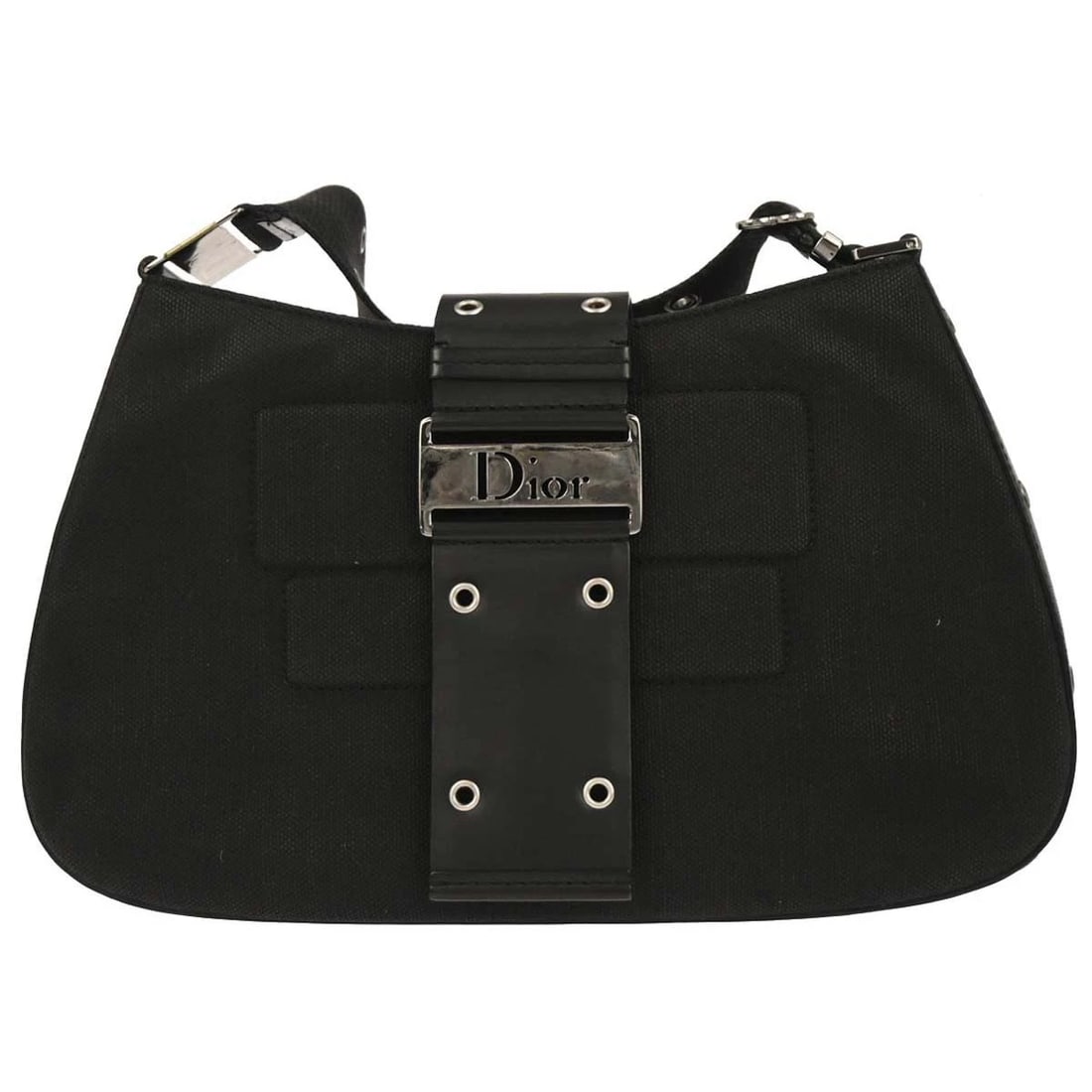 CHRISTIAN DIOR BLACK COLUMBUS SHOULDER BAG: Christian Dior Black Columbus Shoulder Bag Brand: Dior Type/Style: Shoulder Bag Material: Canvas, Leather Color: Black Size: W 13.0 x H 7.9 x D 2.4 inch Accessories: None Accessories Notic