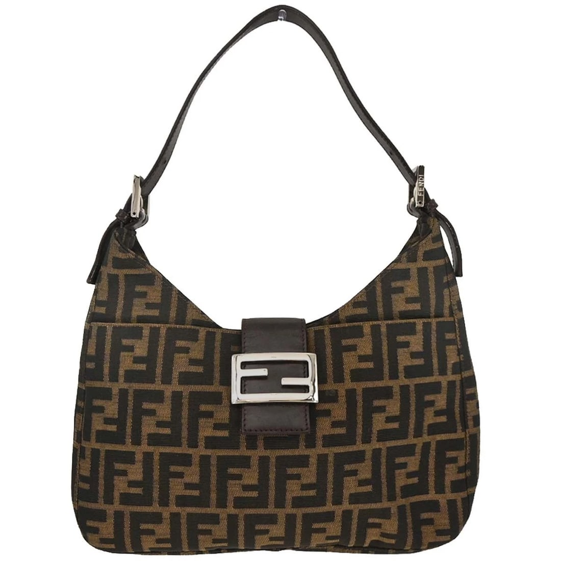 FENDI BROWN BLACK ZUCCA HOBO BAG: Fendi Brown Black Zucca Hobo Bag Brand: Fendi Type/Style: Hobo Bag Material: Canvas, Leather Color: Brown, Black Size: W 11.4 x H 7.1 x D 1.6 inch Accessories: None Accessories Notice: Whe