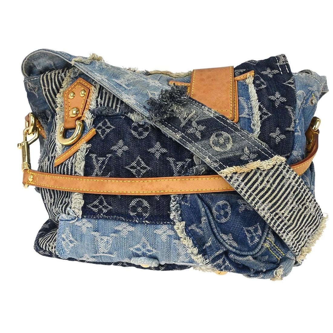 LOUIS VUITTON MONOGRAM DENIM PATCHWORK POSTIE 2WAY HANDBAG - 2