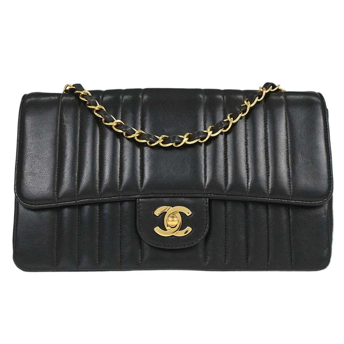 CHANEL BLACK LAMBSKIN MADEMOISELLE SINGLE FLAP SHOULDER BAG: Chanel Black Lambskin Mademoiselle Single Flap Shoulder Bag Brand: CHANEL Type/Style: Shoulder Bag Material: Lambskin Leather Color: Black Size: W 9.8 x H 5.9 x D 2.8 inch Accessories: None