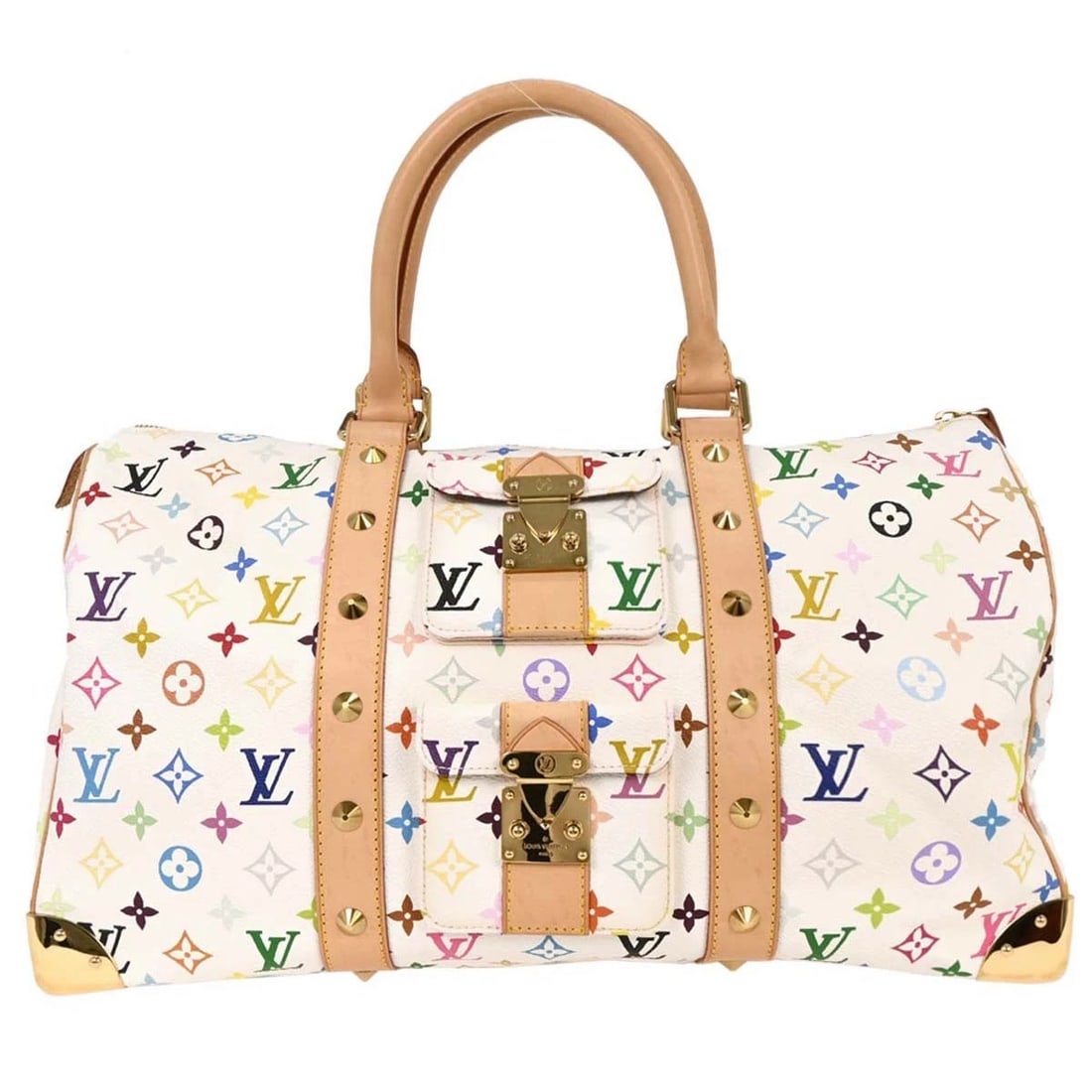 LOUIS VUITTON WHITE MONOGRAM MULTICOLOR KEEPALL 45 HANDBAG (1 of 5)