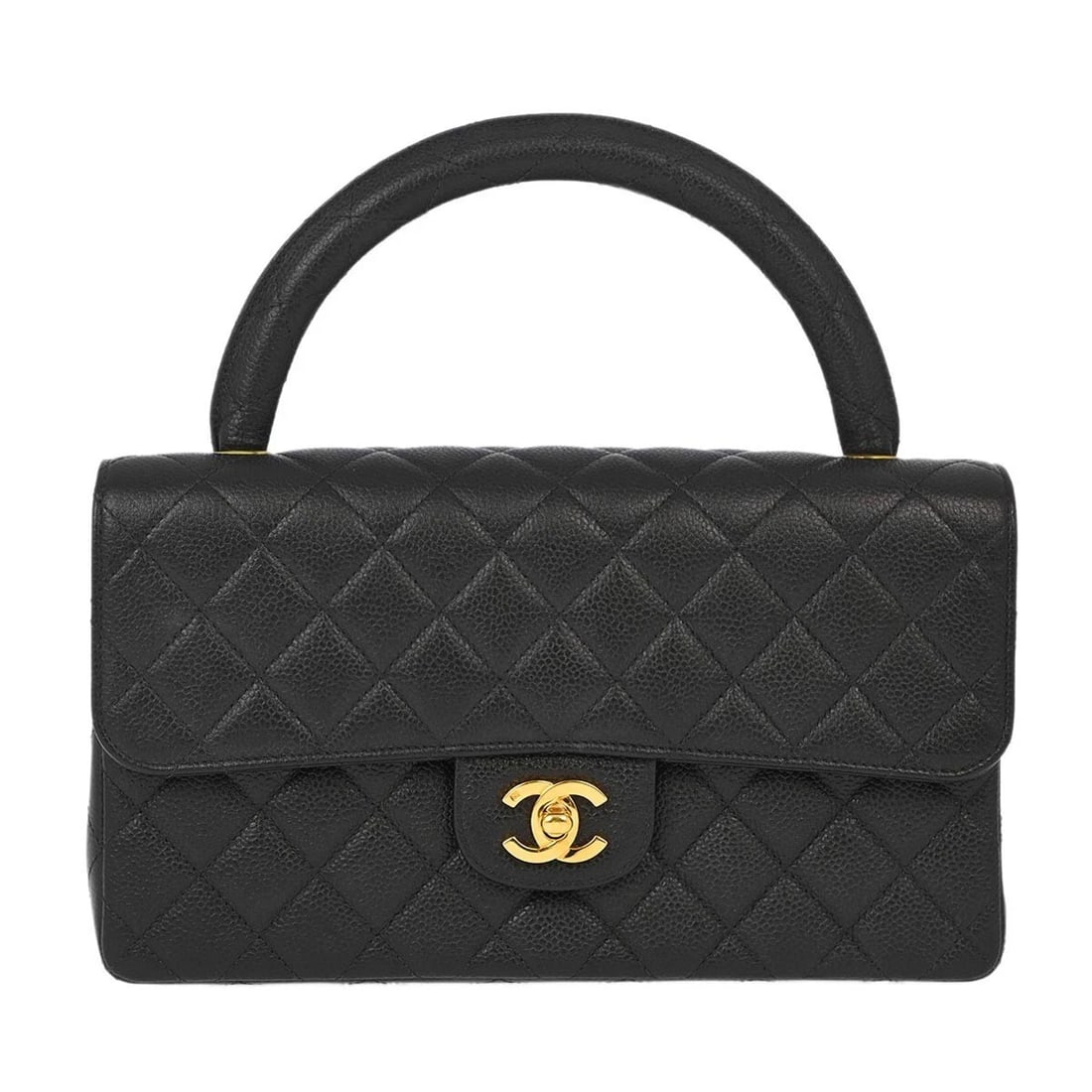 CHANEL BLACK CALFSKIN TOP HANDLE HANDBAG (1 of 4)
