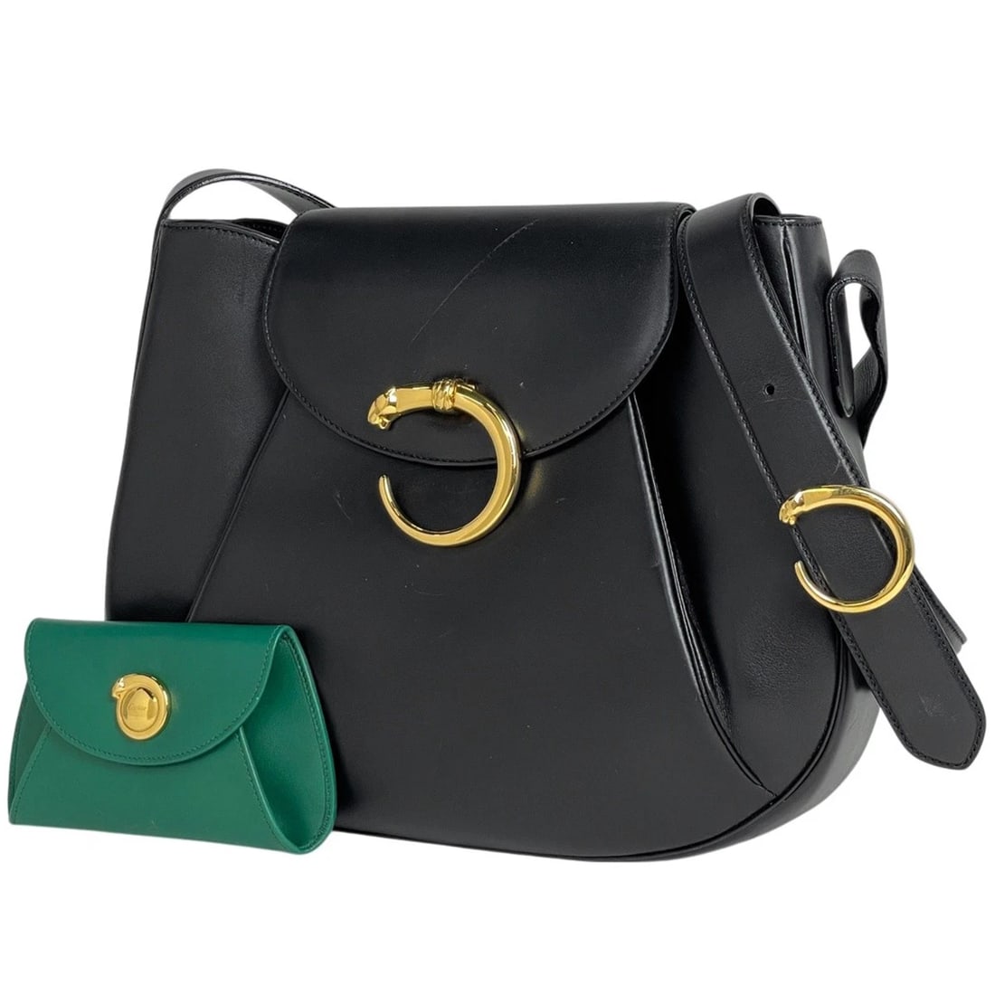 CARTIER PANTHERE SHOULDER BAG LEATHER: Cartier Panthere Shoulder Bag leather Brand: CARTIER Type/Style: Shoulder Bag Material: leather Color: Black Size: Width 28cm(11inch) Height 24cm(9.4inch) Depth 8cm(3.1inch) Accessories: None