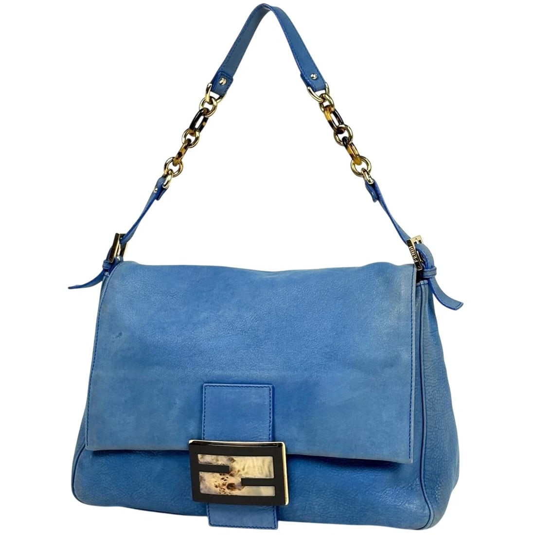 FENDI SHOULDER BAG ZUCCA LOGO BIG MAMMA BAGUETTE LEATHER: Fendi Shoulder Bag ZUCCA Logo Big Mamma Baguette leather Brand: FENDI Type/Style: Shoulder Bag Material: leather Color: Blue Size: Width 34cm(13.4inch) Height 24cm(9.4inch) Depth 14cm(5.5inch)