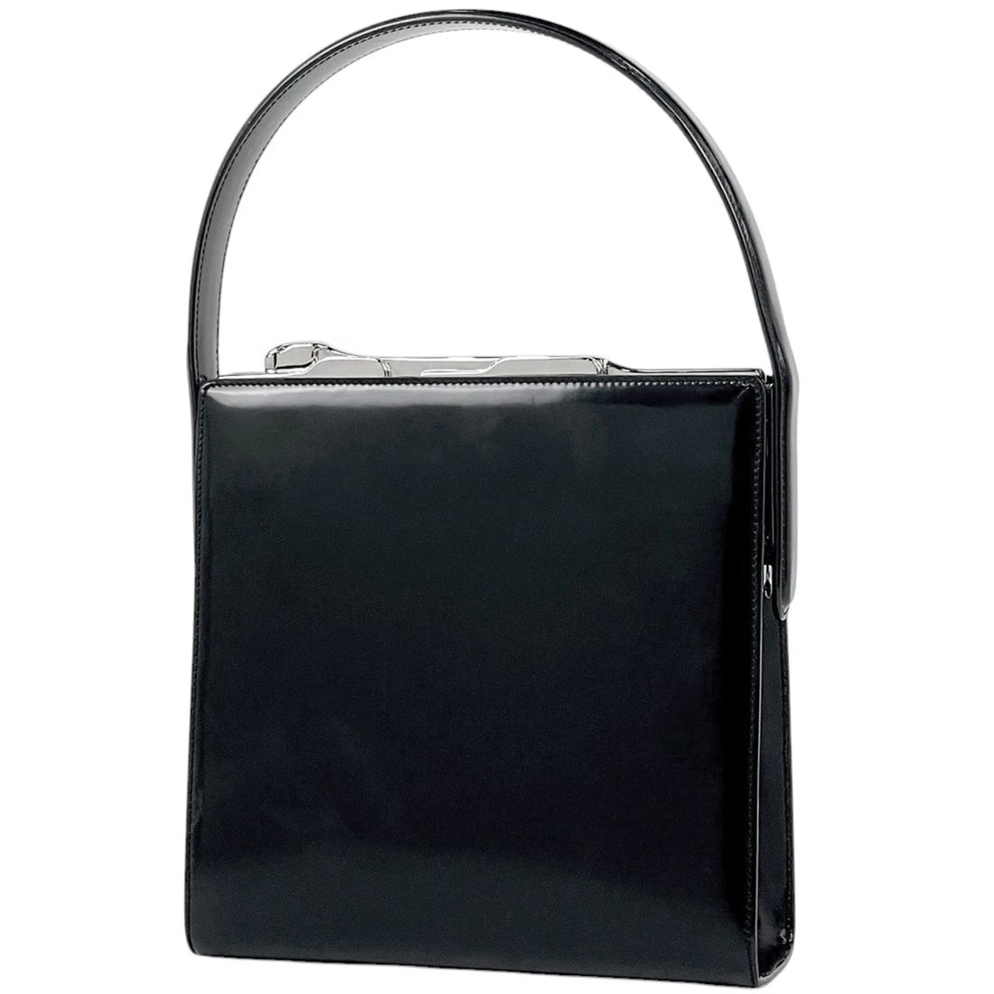 CARTIER HAND BAG GAMAGUCHI LEATHER: Cartier Hand Bag Gamaguchi leather Brand: CARTIER Type/Style: Hand Bag Material: leather Color: Black Size: Width 20.5cm(8.1inch) Height 21cm(8.3inch) Depth 6.5cm(2.6inch) Accessories: None