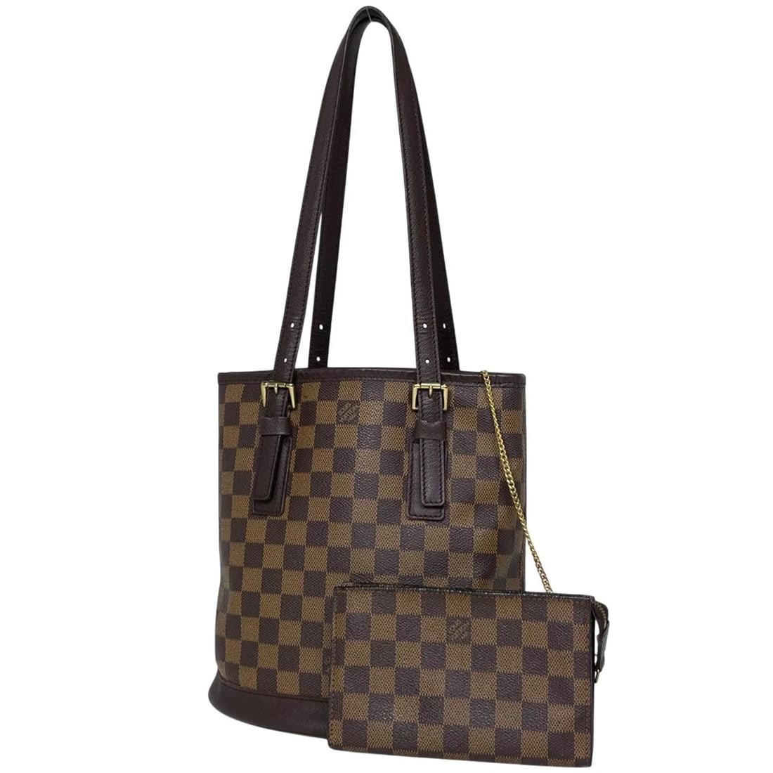 LOUIS VUITTON MALE HAND BAG BUCKET SHOULDER DAMIER BROWN: Louis Vuitton Male Hand Bag Bucket Shoulder Damier Brown Brand: Louis Vuitton Type/Style: Hand Bag Material: Damier Color: Brown Size: Width 23cm(9.1inch) Height 25cm(9.8inch) Depth 15cm(5.9inch)