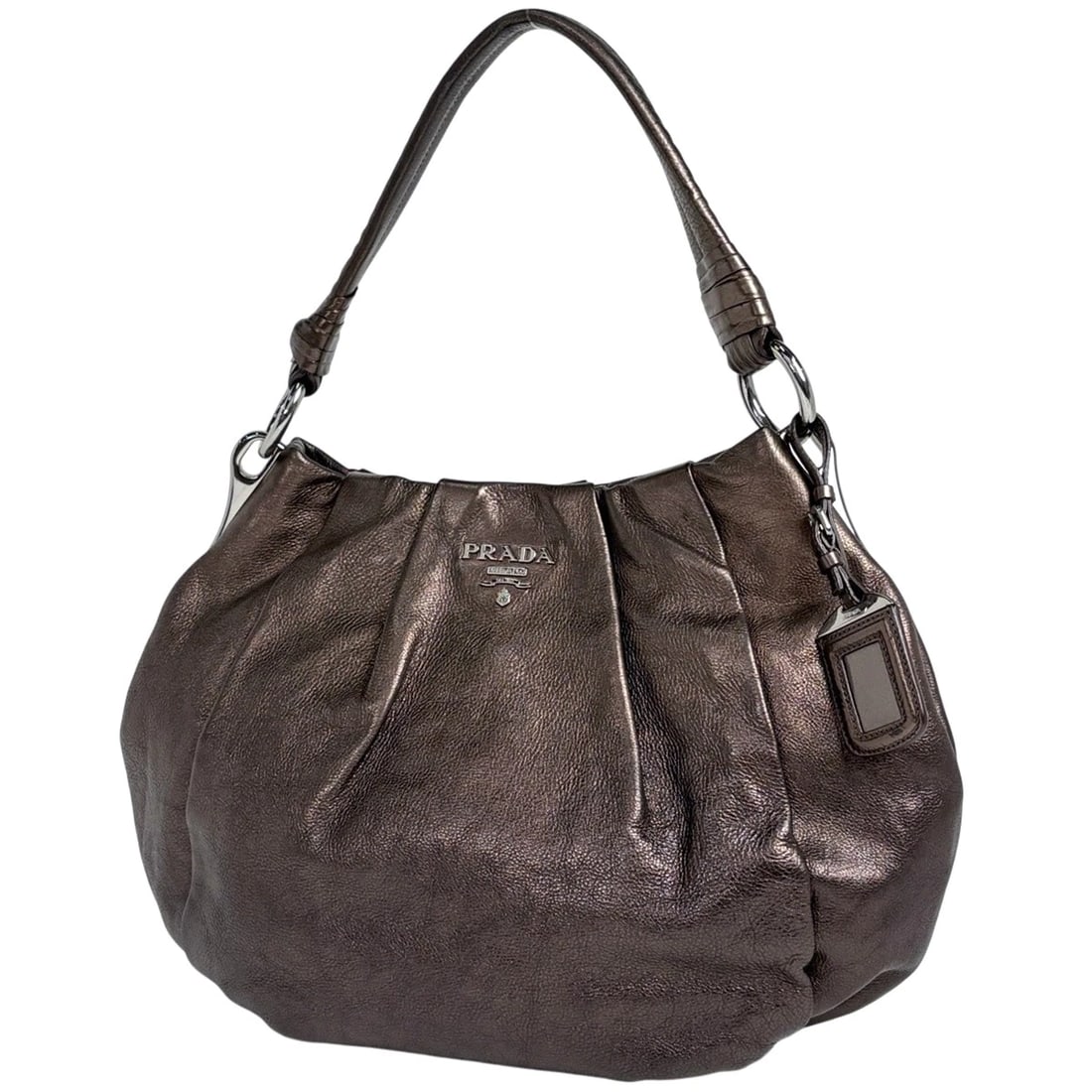PRADA LOGO SHOULDER BAG: PRADA Logo Shoulder Bag Brand: PRADA Type/Style: Shoulder Bag Material: leather Color: Bronze Size: Width 41cm(Maximum value:16.1inch) Height 29cm(11.4inch) Depth 12cm(4.7inch) Accessories: None <