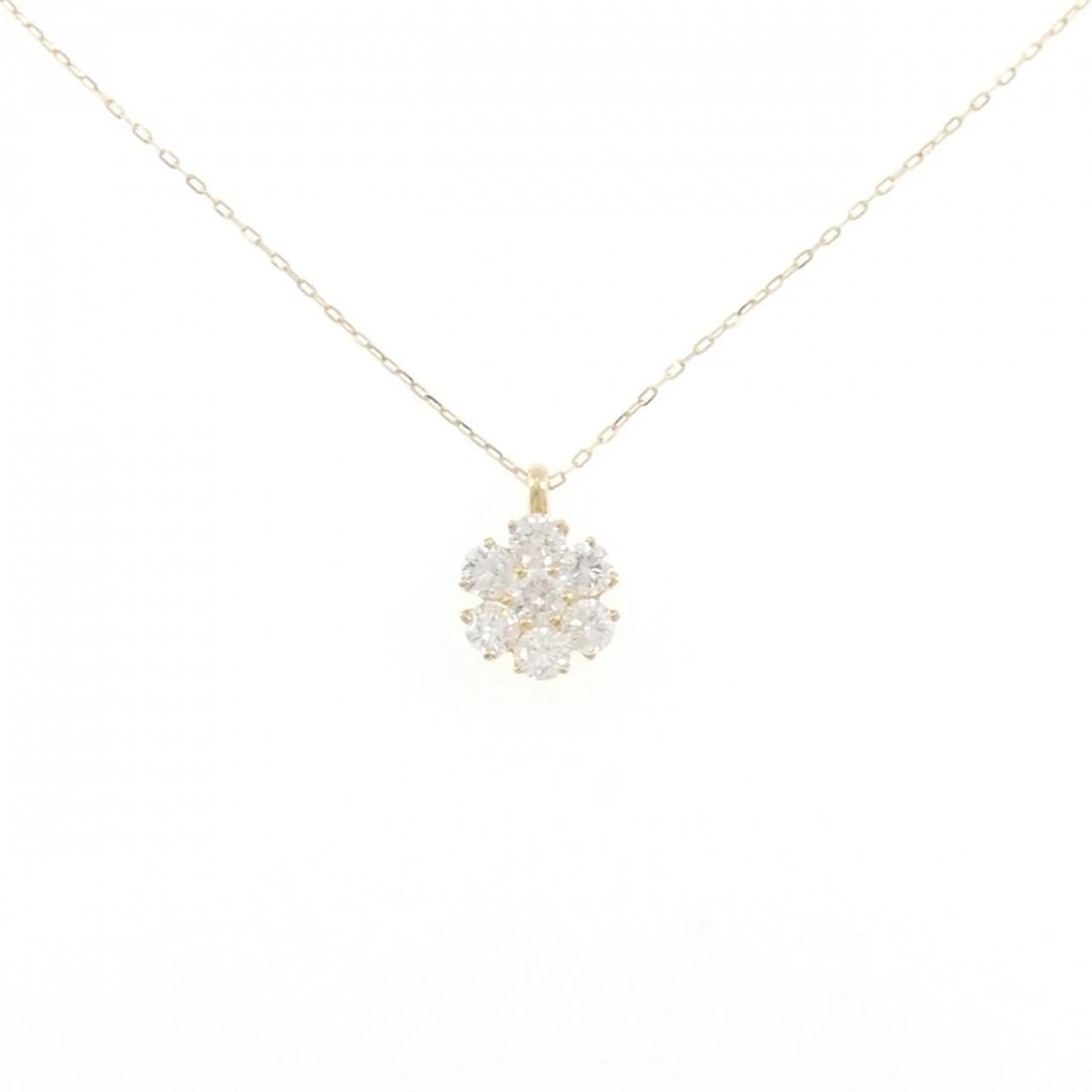K18YG FLOWER DIAMOND NECKLACE: K18YG Flower Diamond Necklace Brand: Unbranded Type/Style: Diamond Necklace Material: K18 yellow gold, Main Stone Natural Color: YG Size: Length: 45cm Accessories: None Accessories Notice: When