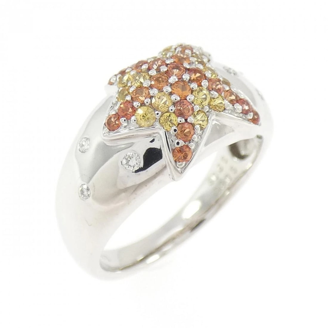 K18WG STARFISH SAPPHIRE RING: K18WG Starfish Sapphire Ring Brand: Unbranded Type/Style: Sapphire Ring Material: K18 white gold, Main Stone Sapphire, Natural Color: WG Size: US5 3/4 Accessories: None Accessories Notice: