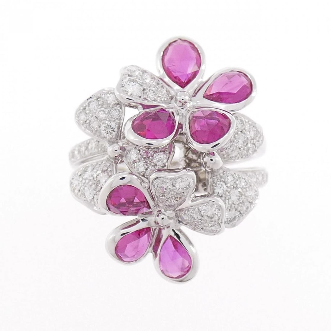 K18WG FLOWER RUBY RING - 2