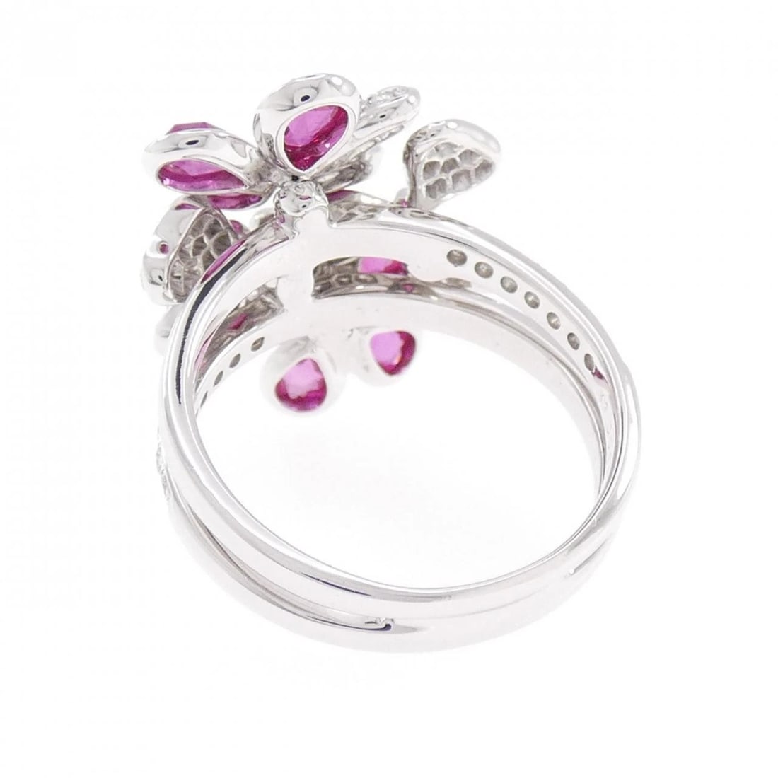 K18WG FLOWER RUBY RING - 3