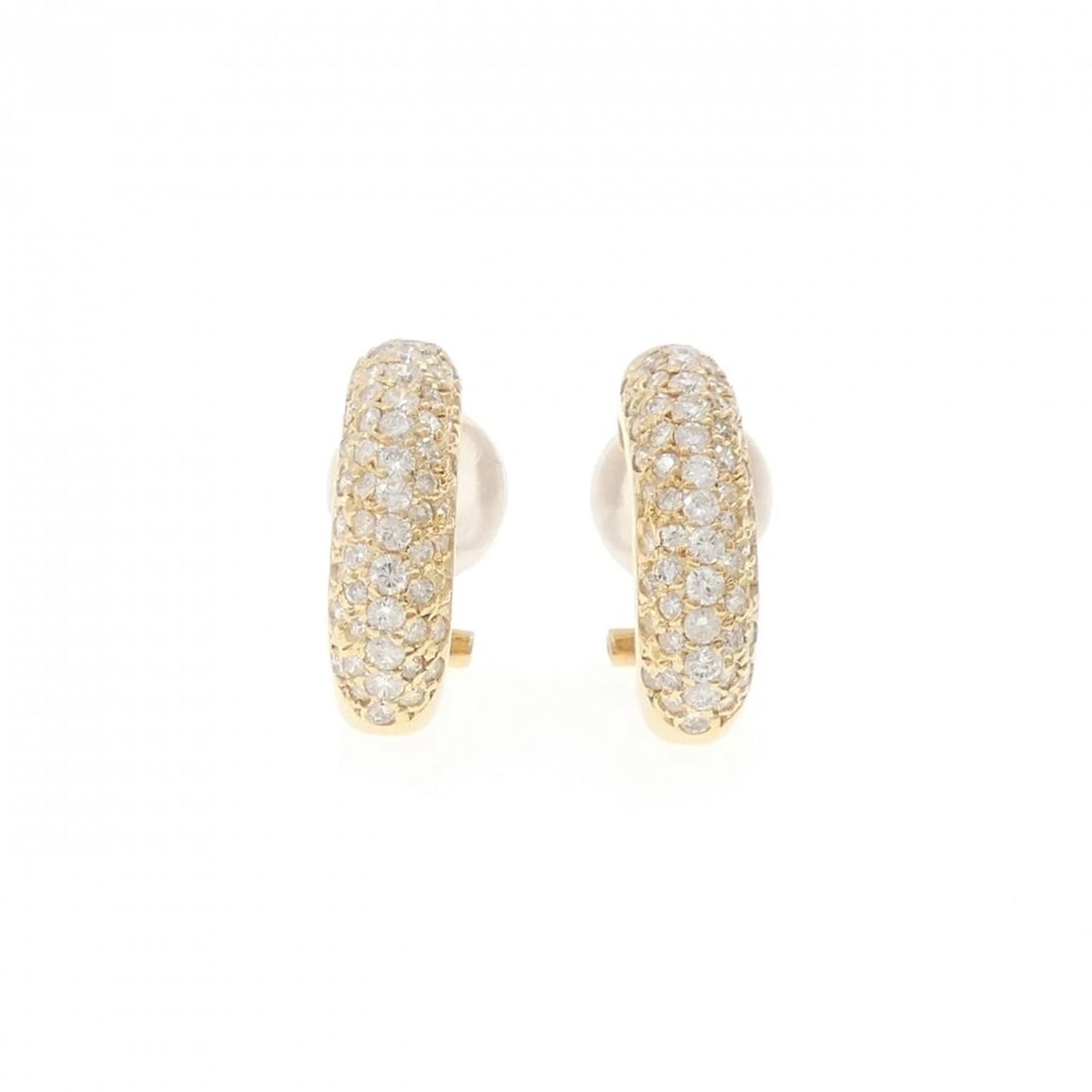 K18YG PAVE DIAMOND EARRINGS: K18YG Pave Diamond Earrings Brand: Unbranded Type/Style: Diamond Pierce/Earring Material: K18 yellow gold, Main Stone Natural Color: YG Size: Actual Size: Approx. height x width: 19.2mm x 5.7mm