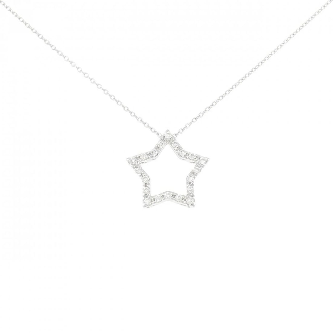 750WG/K18WG STAR DIAMOND NECKLACE: 750WG/K18WG Star Diamond Necklace Brand: Unbranded Type/Style: Diamond Necklace Material: 750 White Gold/18K White Gold, Main Stone Natural Color: WG Size: Length: 45cm Accessories: None Accessories