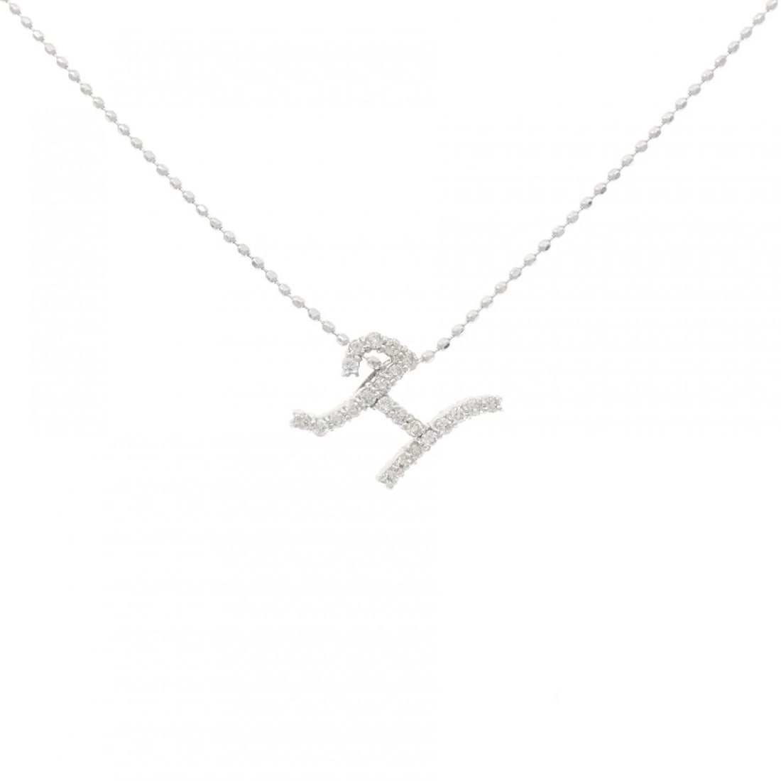 K18WG INITIAL H DIAMOND NECKLACE: K18WG Initial H Diamond Necklace Brand: Unbranded Type/Style: Diamond Necklace Material: K18 white gold, Main Stone Natural Color: WG Size: Length: 40cm Accessories: None Accessories Notice: When