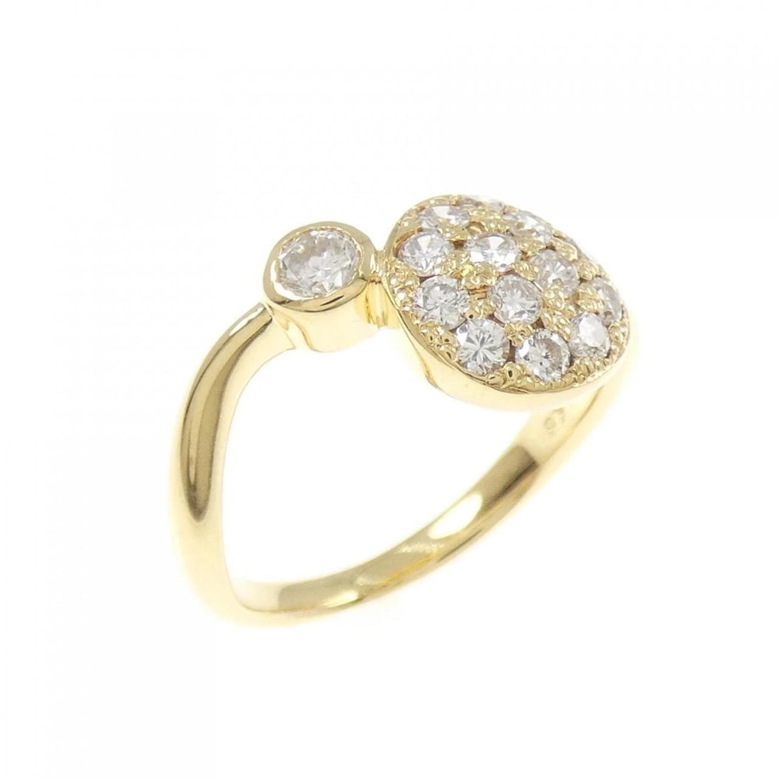 K18YG DIAMOND PINKY RING: K18YG Diamond Pinky Ring Brand: Unbranded Type/Style: Diamond Ring Material: K18 yellow gold, Main Stone Natural Color: YG Size: US3 Accessories: None Accessories Notice: When purchasing pre-owned