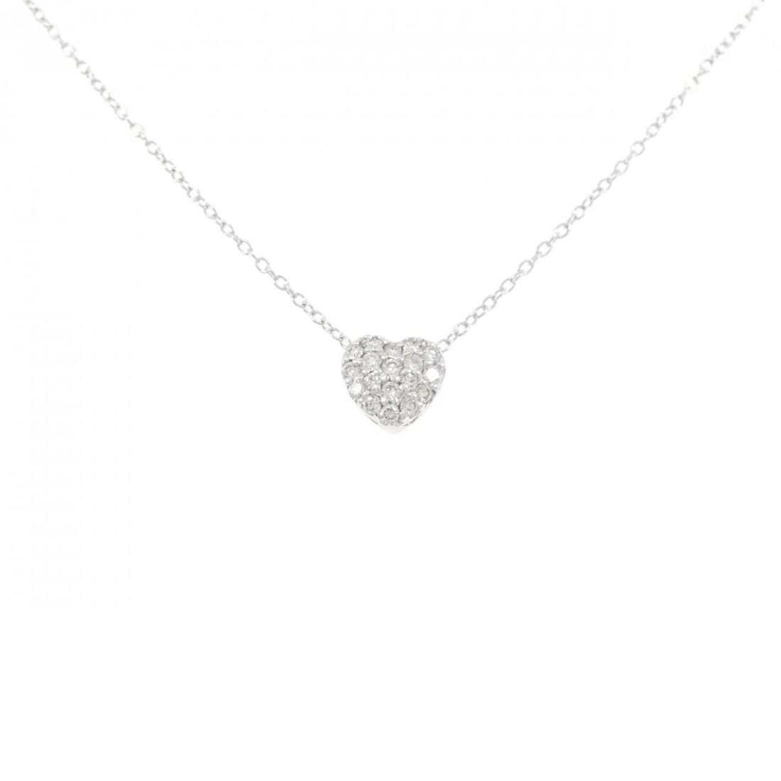 K18WG PAVE HEART DIAMOND NECKLACE: K18WG Pave Heart Diamond Necklace Brand: Unbranded Type/Style: Diamond Necklace Material: K18 white gold, Main Stone Natural Color: WG Size: Length: 40cm Accessories: None Accessories Notice: When