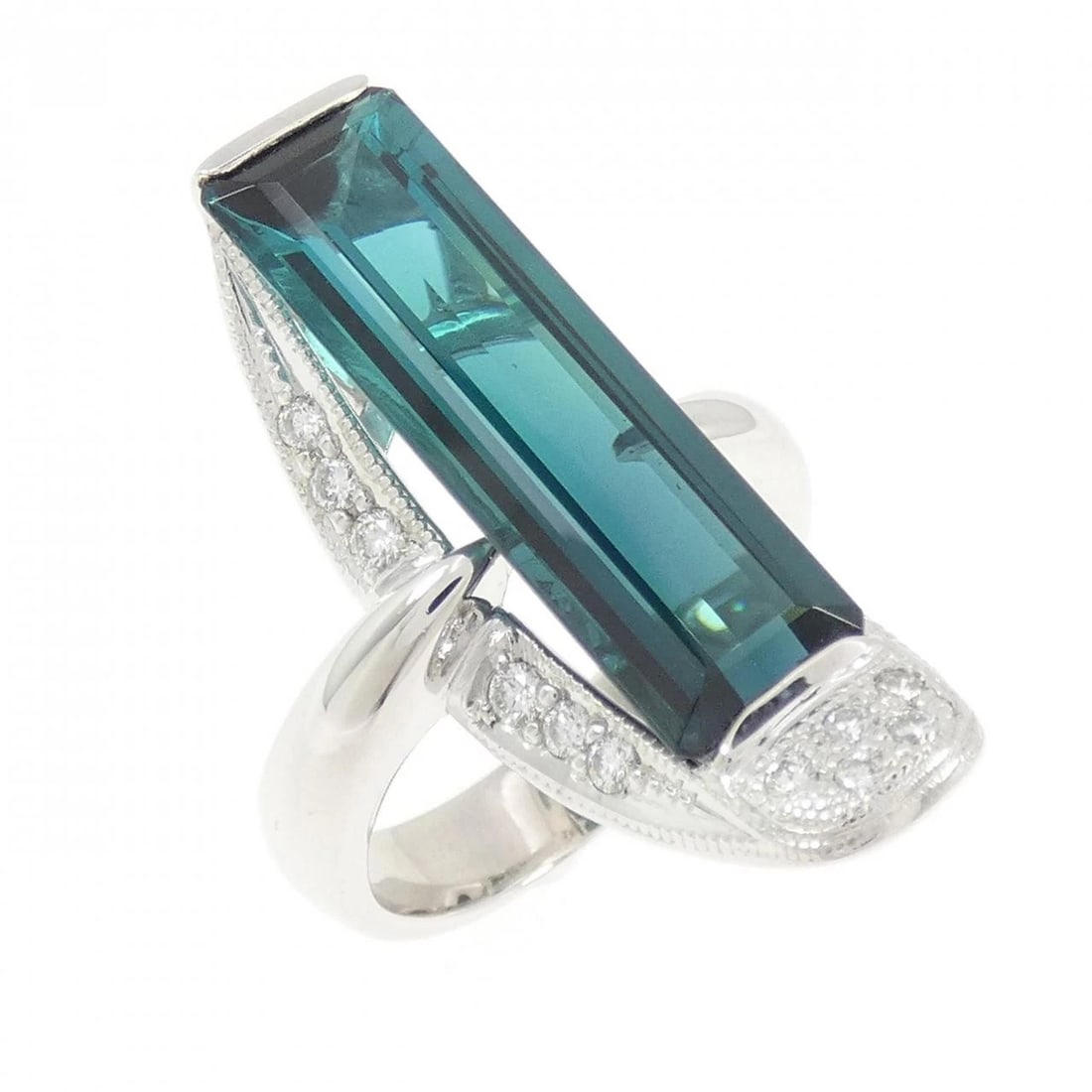 PT900 TOURMALINE RING: PT900 Tourmaline Ring Brand: Unbranded Type/Style: Tourmaline Ring Material: Platinum900, Main Stone Tourmaline, Natural Color: PT Size: US6 1/4 Accessories: None Accessories Notice: When purchasing