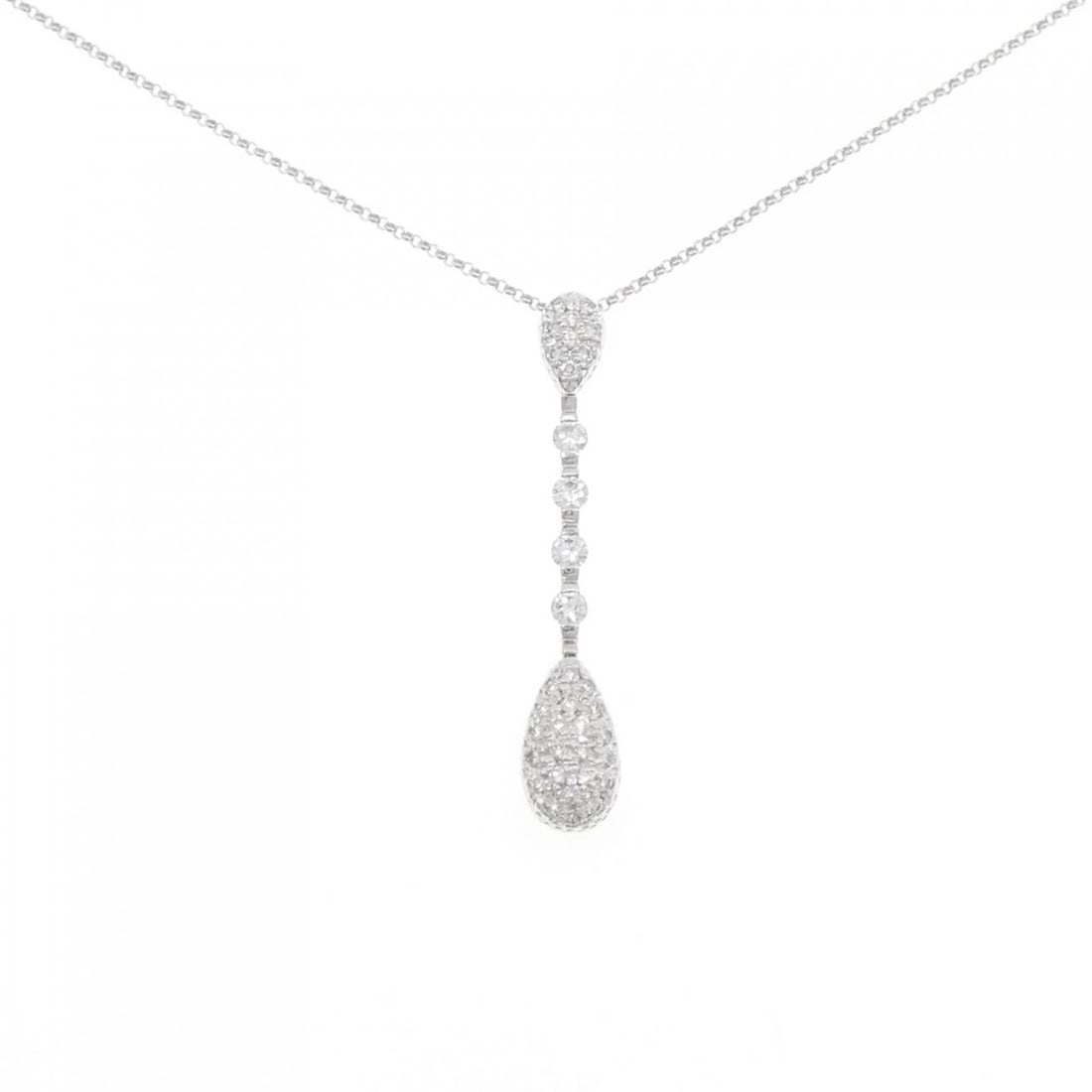 K18WG PAVE DIAMOND NECKLACE: K18WG Pave Diamond Necklace Brand: Unbranded Type/Style: Diamond Necklace Material: K18 white gold, Main Stone Natural Color: WG Size: Length: 45cm Accessories: None Accessories Notice: When