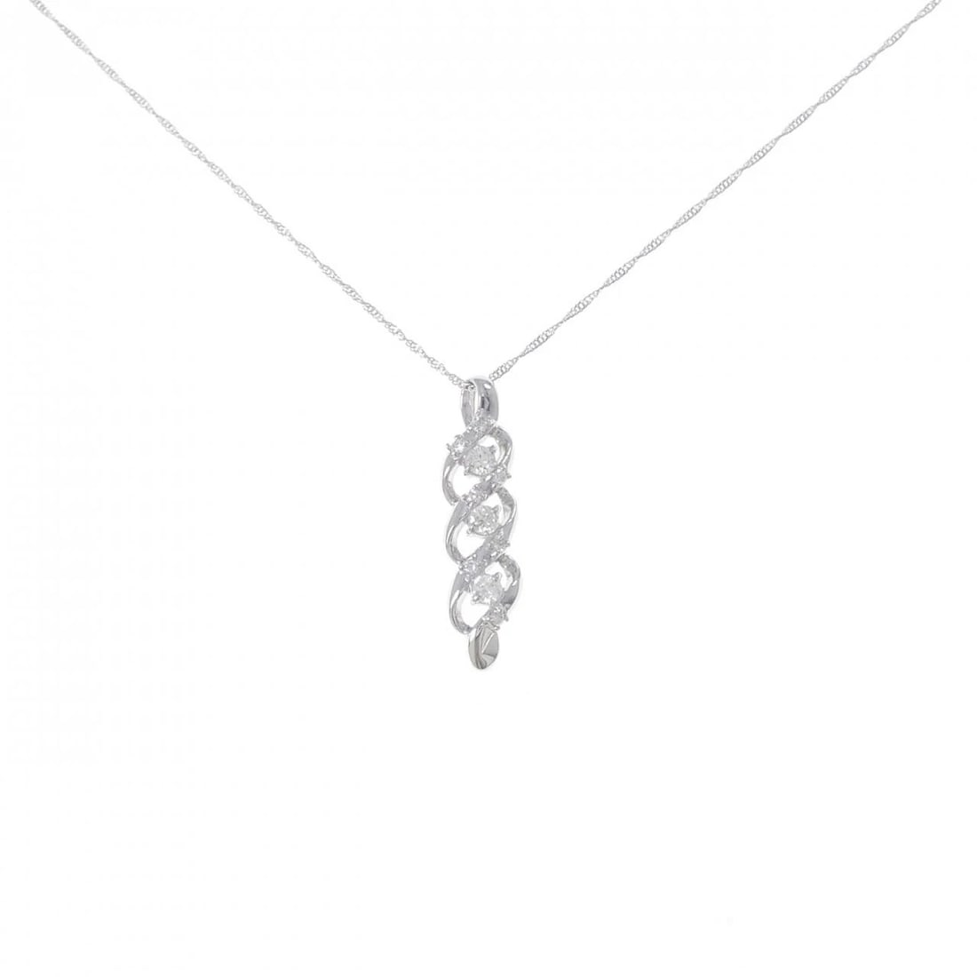 K18WG DIAMOND NECKLACE: K18WG Diamond Necklace Brand: Unbranded Type/Style: Diamond Necklace Material: K18 white gold, Main Stone Natural Color: WG Size: Length: 40cm Accessories: None Accessories Notice: When purchasing