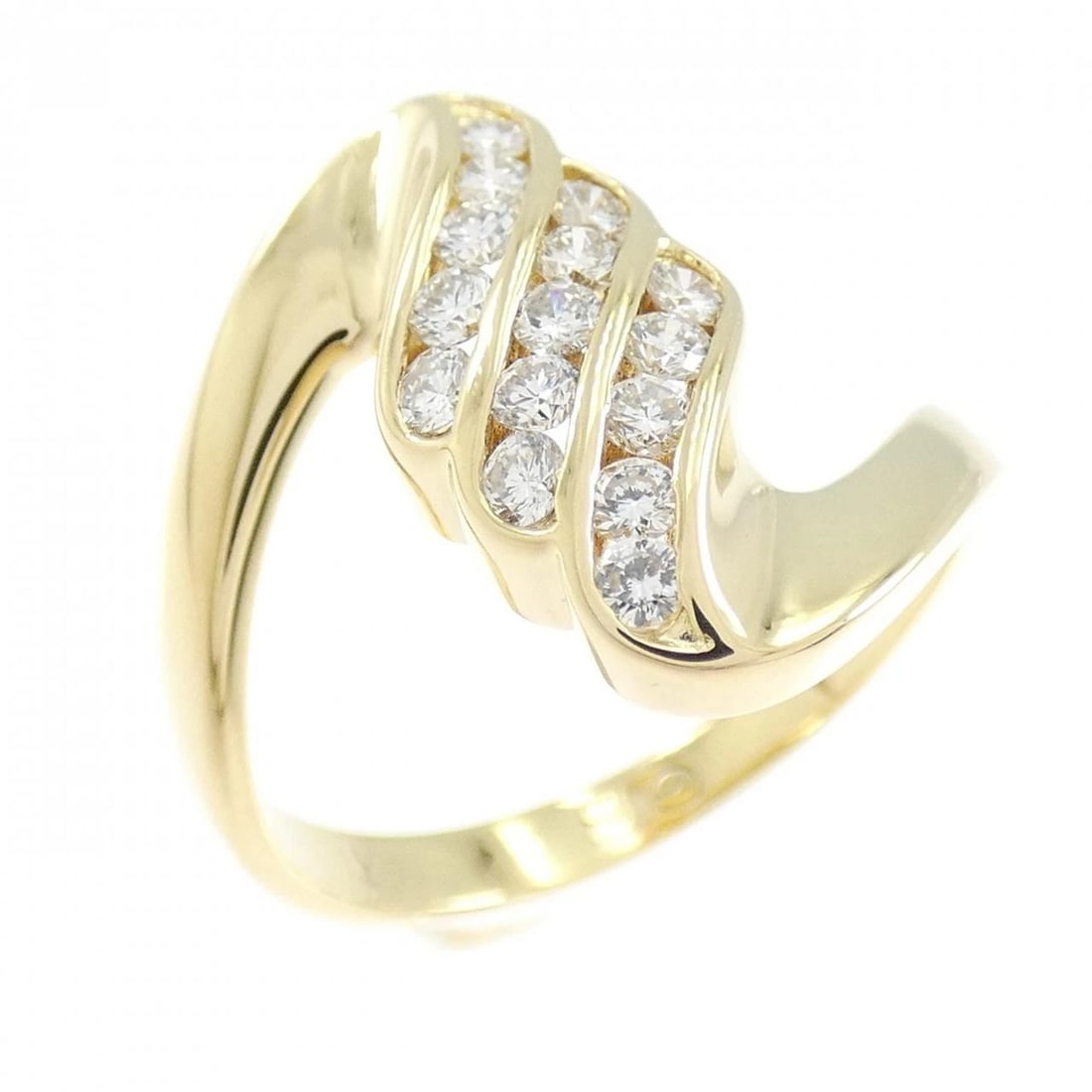 K18YG DIAMOND RING: K18YG Diamond Ring Brand: Unbranded Type/Style: Diamond Ring Material: K18 yellow gold, Main Stone Natural Color: YG Size: US5 3/4 Accessories: None Accessories Notice: When purchasing pre-owned