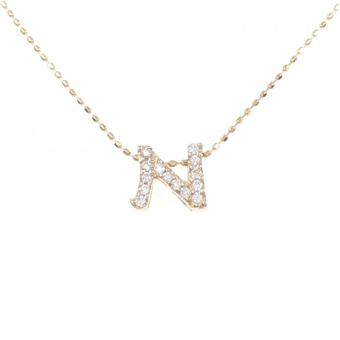 K18PG INITIAL N DIAMOND NECKLACE: K18PG Initial N Diamond Necklace Brand: Unbranded Type/Style: Diamond Necklace Material: K18 Pink Gold, Main Stone Natural Color: PG Size: Length: 45cm Accessories: None Accessories Notice: When