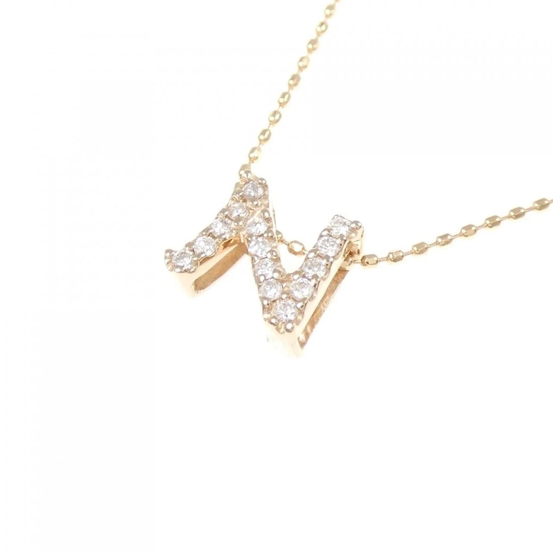 K18PG INITIAL N DIAMOND NECKLACE - 3