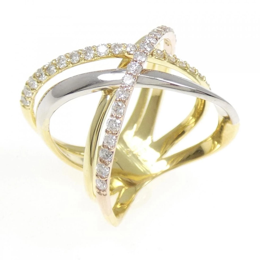 K18YG/PT950/K18PG DIAMOND RING: K18YG/PT950/K18PG Diamond Ring Brand: Unbranded Type/Style: Diamond Ring Material: K18/PT950/K18PG, Main Stone Natural Color: YG, PT, PG Size: US6 1/4 Accessories: None Accessories Notice: When