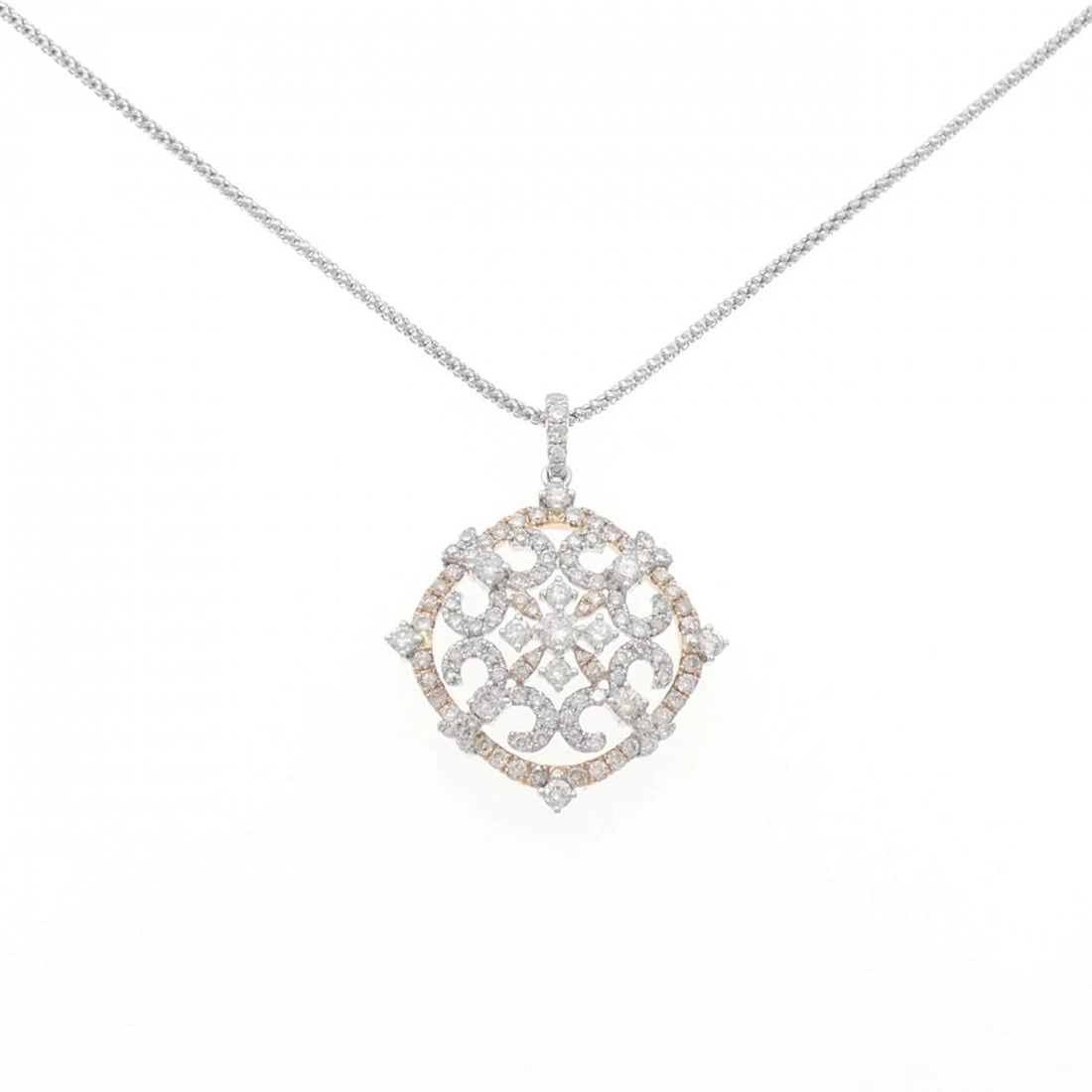 K18WG/K18PG DIAMOND NECKLACE: K18WG/K18PG Diamond Necklace Brand: Unbranded Type/Style: Diamond Necklace Material: 18K white gold/18K pink gold, Main Stone Natural Color: WG, PG Size: Length: 45cm Accessories: None Accessories