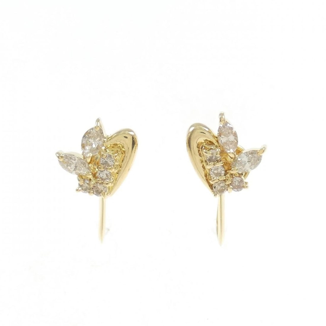 K18YG DIAMOND EARRINGS: K18YG Diamond Earrings Brand: Unbranded Type/Style: Diamond Pierce/Earring Material: K18 yellow gold, Main Stone Natural Color: YG Size: Approx. height x width: 8.4mm x 8.3mm Accessories: None