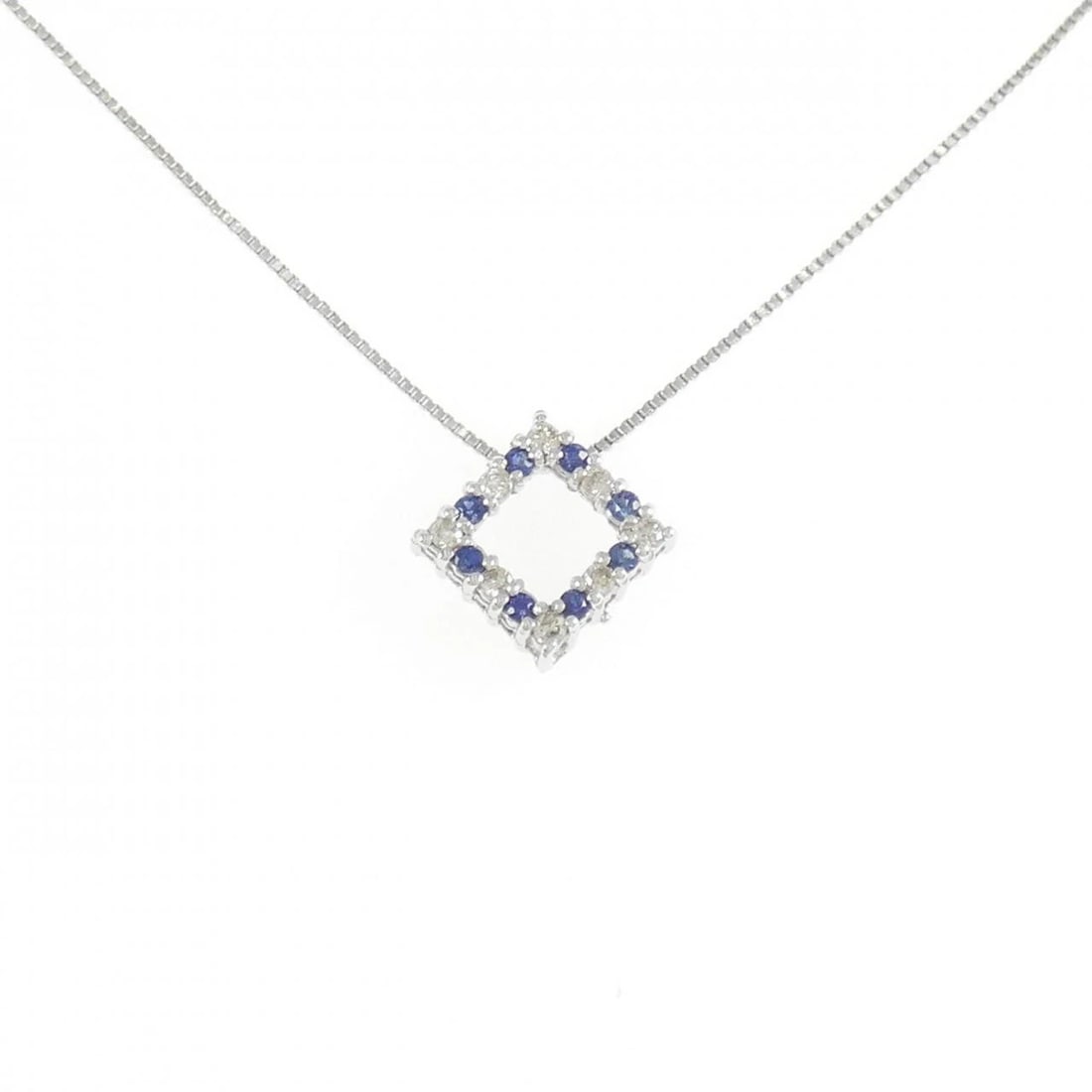 K18WG SAPPHIRE NECKLACE: K18WG Sapphire Necklace Brand: Unbranded Type/Style: Sapphire Necklace Material: K18 white gold, Main Stone Sapphire, Natural Color: WG Size: Length: 41cm Accessories: None Accessories Notice: When