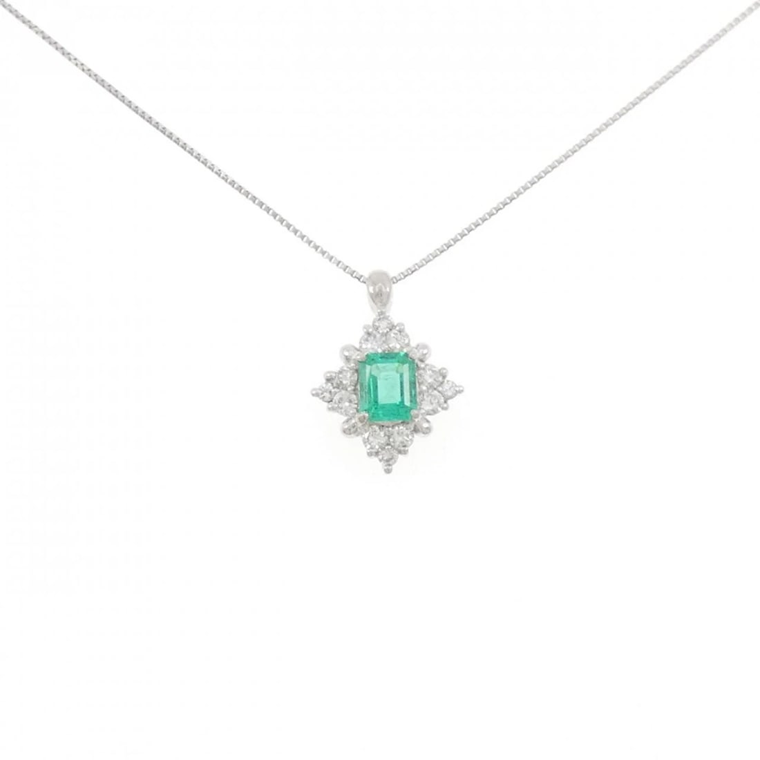 PT900/PT850 EMERALD NECKLACE: PT900/PT850 Emerald Necklace Brand: Unbranded Type/Style: Emerald Necklace Material: Platinum900/Platinum850, Main Stone Emerald, Natural Color: PT Size: Length: 45cm Accessories: None Accessories