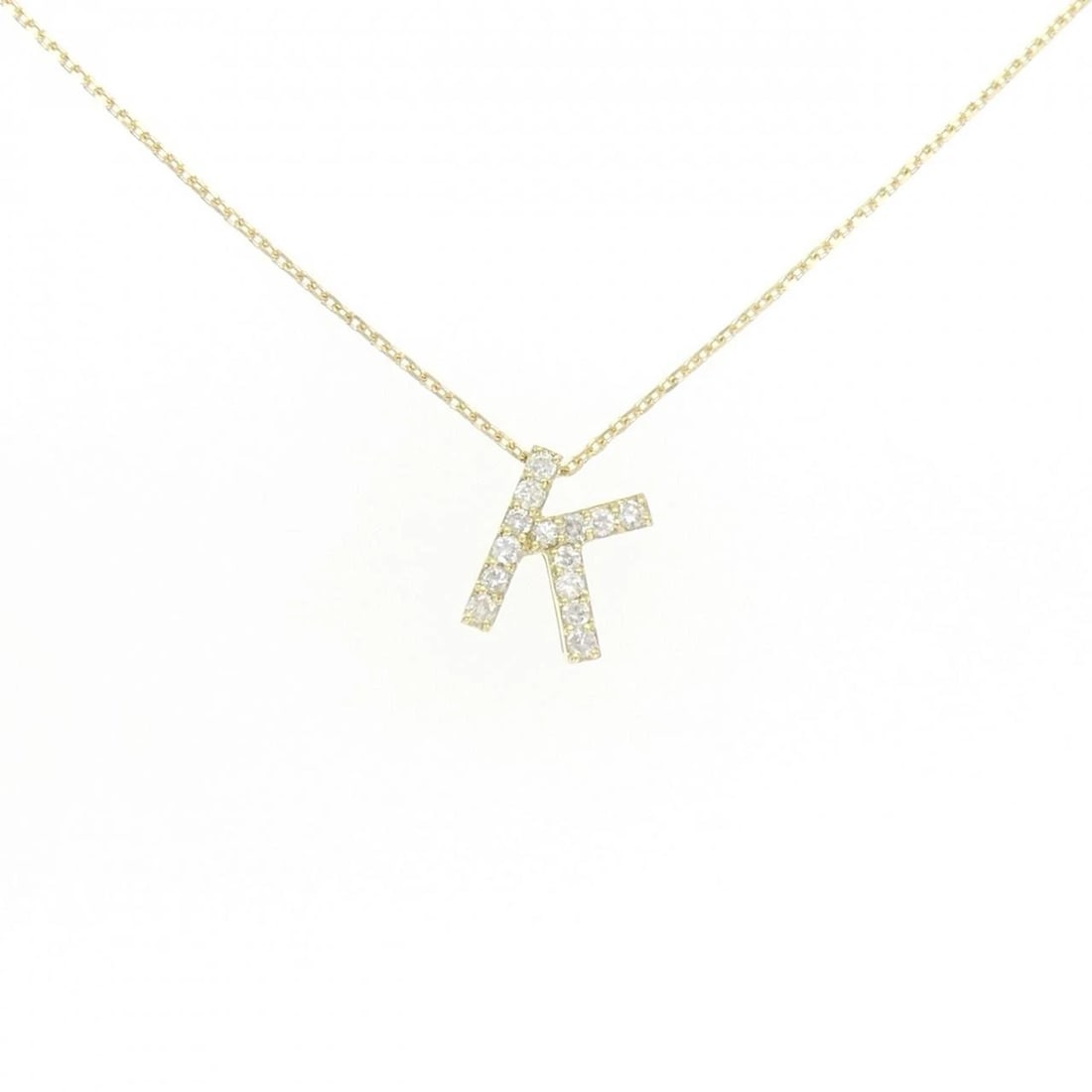 K18YG INITIAL K DIAMOND NECKLACE: K18YG Initial K Diamond Necklace Brand: Unbranded Type/Style: Diamond Necklace Material: K18 yellow gold, Main Stone Natural Color: YG Size: Length: 40cm Accessories: None Accessories Notice: When