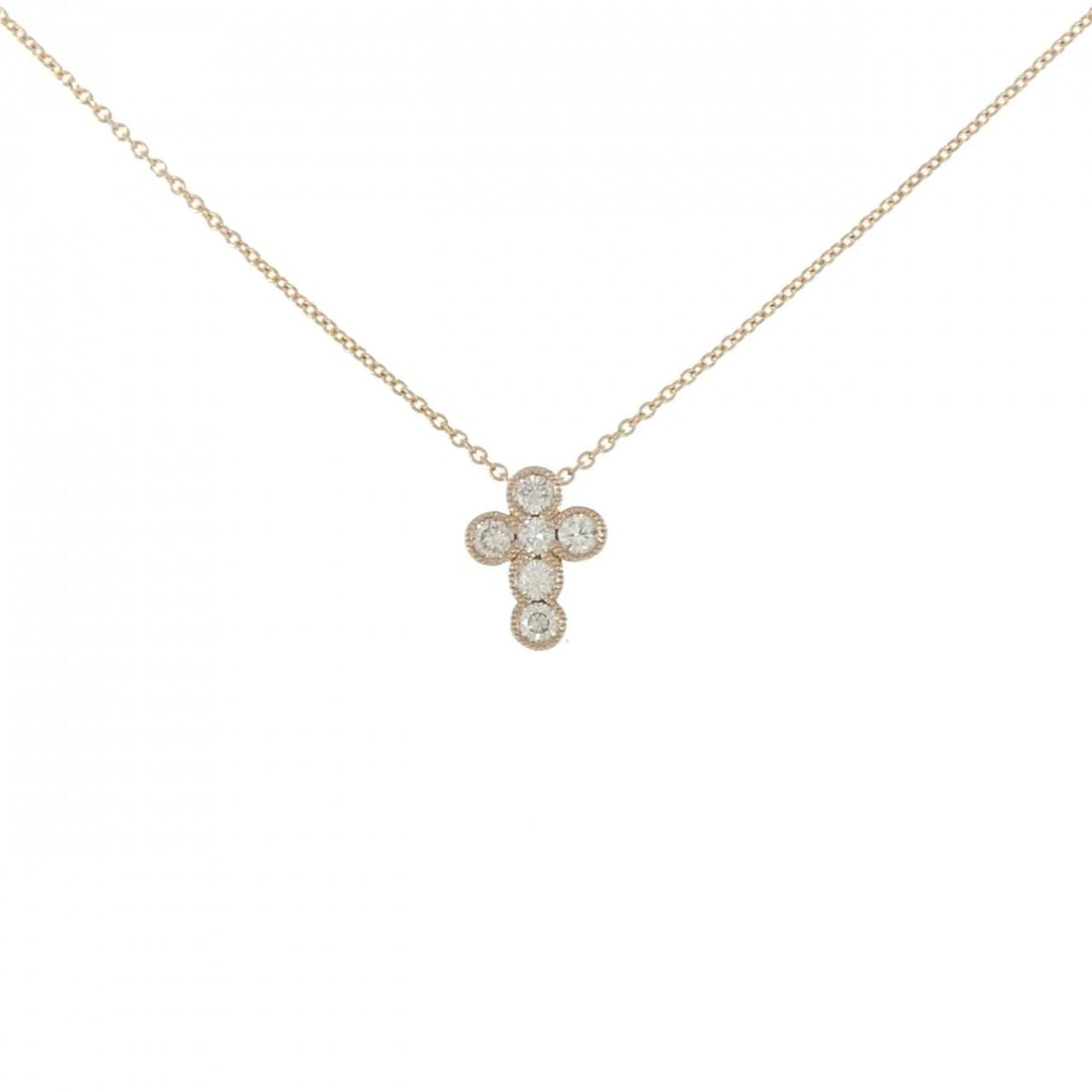 K18PG CROSS DIAMOND NECKLACE: K18PG Cross Diamond Necklace Brand: Unbranded Type/Style: Diamond Necklace Material: K18 Pink Gold, Main Stone Natural Color: PG Size: Length: 40cm Accessories: None Accessories Notice: When
