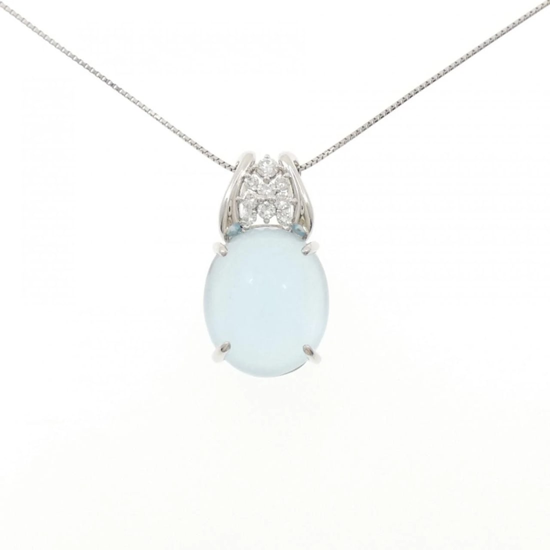 PT900/PT850 AQUAMARINE NECKLACE: PT900/PT850 Aquamarine Necklace Brand: Unbranded Type/Style: Aquamarine Necklace Material: Platinum900/Platinum850, Main Stone Aquamarine, Natural Color: PT Size: Length: 45cm Accessories: None