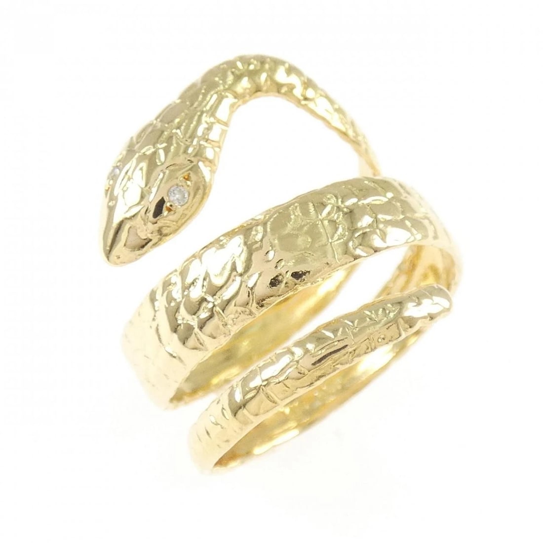 K18YG SNAKE DIAMOND RING: K18YG Snake Diamond Ring Brand: Unbranded Type/Style: Diamond Ring Material: K18 yellow gold, Main Stone Natural Color: YG Size: US6 1/4 Accessories: None Accessories Notice: When purchasing