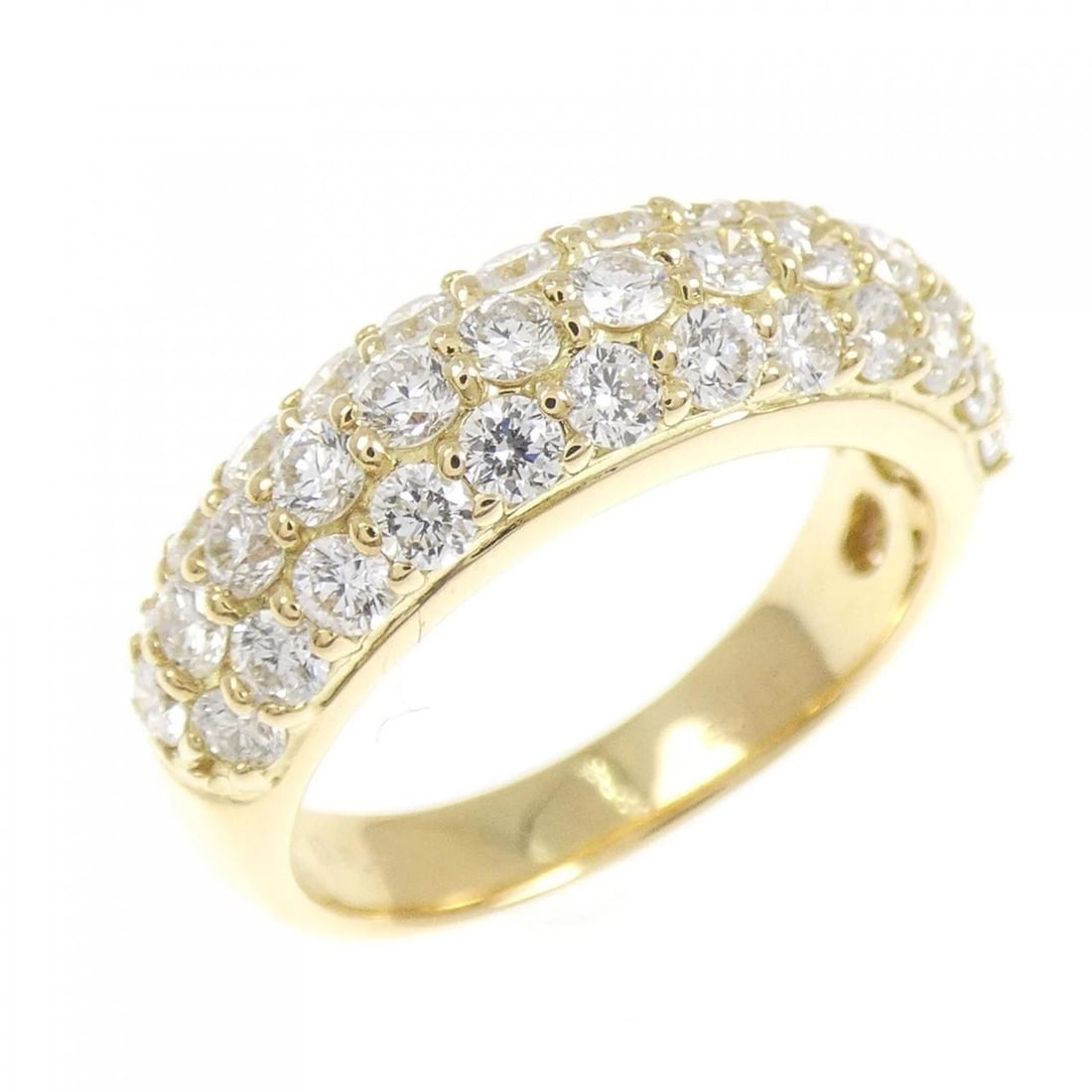 K18YG PAVE DIAMOND RING: K18YG Pave Diamond Ring Brand: Unbranded Type/Style: Diamond Ring Material: K18 yellow gold, Main Stone Natural Color: YG Size: US5 1/4 Accessories: None Accessories Notice: When purchasing pre-owned