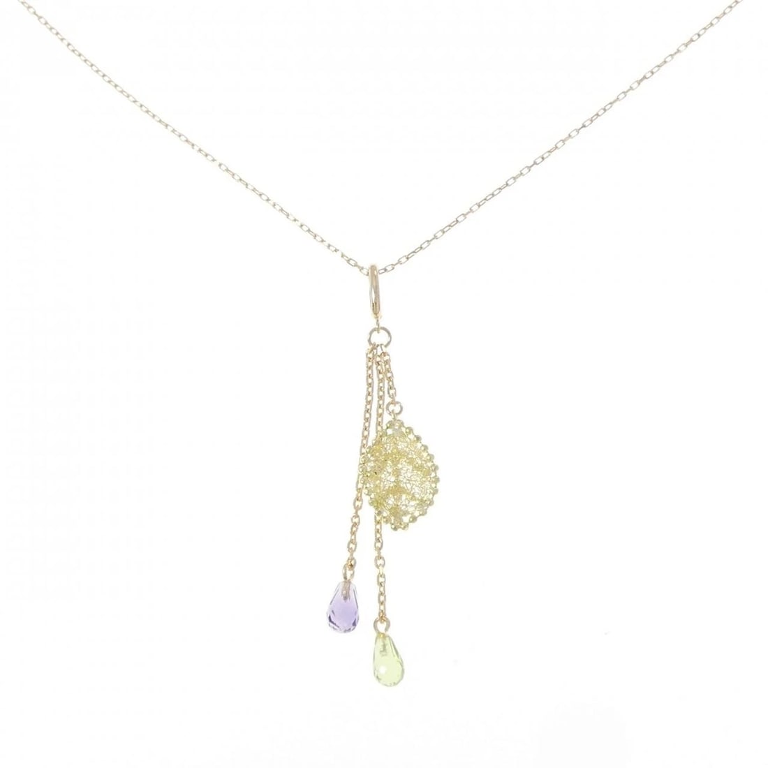 18K YELLOW GOLD PERIDOT NECKLACE: 18K Yellow Gold Peridot Necklace Brand: Unbranded Type/Style: Peridot Necklace Material: K18 yellow gold, Main Stone Peridot, Amethyst Color: YG Size: Length: 45cm Accessories: None Accessories