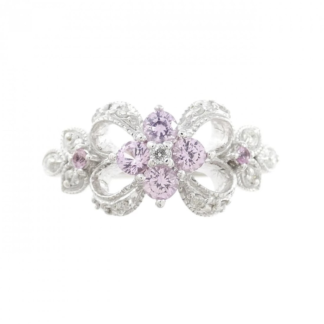 K18WG FLOWER SAPPHIRE RING - 2