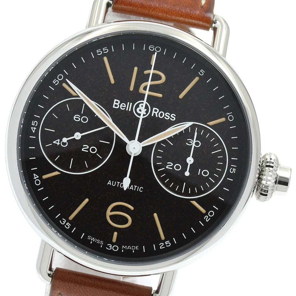 BELL?ROSS WWI MONOPOUSOIR HERITAGE CHRONOGRAPH WATCH: Bell?Ross WWI Monopousoir Heritage Chronograph Watch Brand: Bell?Ross Type/Style: Wristwatch Material: Band Material leather, Case Material Stainless Steel Color: Dial Color black Size: Case Size