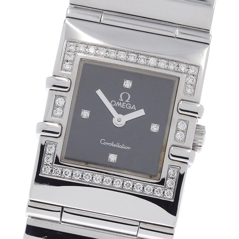 OMEGA CONSTELLATION CARRE QUADRA QUARTZ WATCH: OMEGA Constellation Carre Quadra Quartz Watch Brand: OMEGA Type/Style: Wristwatch Material: Band Material Stainless Steel, Case Material Stainless Steel Color: Dial Color black Size: Case Size