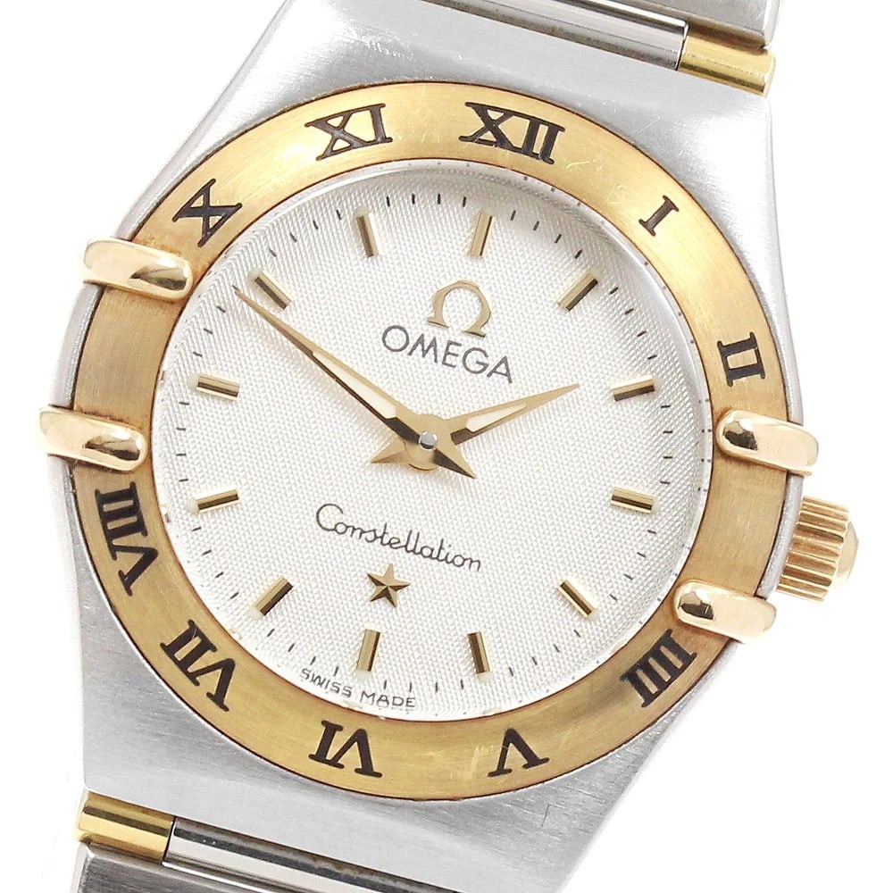 OMEGA CONSTELLATION HARF BAR WHITE DIAL QUARTZ WATCH: OMEGA Constellation harf bar white Dial Quartz Watch Brand: OMEGA Type/Style: Wristwatch Material: Band Material Stainless Steel/YG, Case Material Stainless Steel/YG Color: Dial Color white Size: