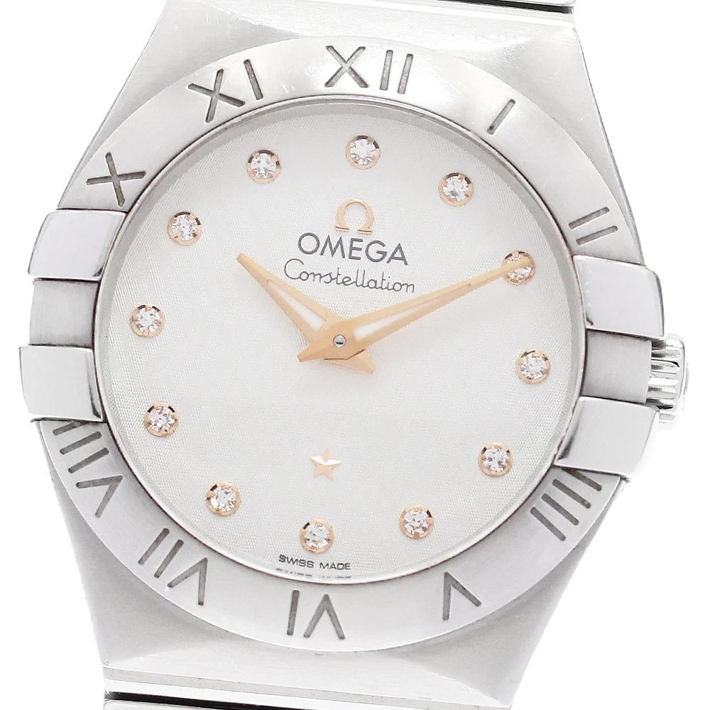 OMEGA CONSTELLATION DIAMOND QUARTZ WATCH: OMEGA Constellation diamond Quartz Watch Brand: OMEGA Type/Style: Wristwatch Material: Band Material Stainless Steel, Case Material Stainless Steel Color: Dial Color Silver Size: Case Size About27mm