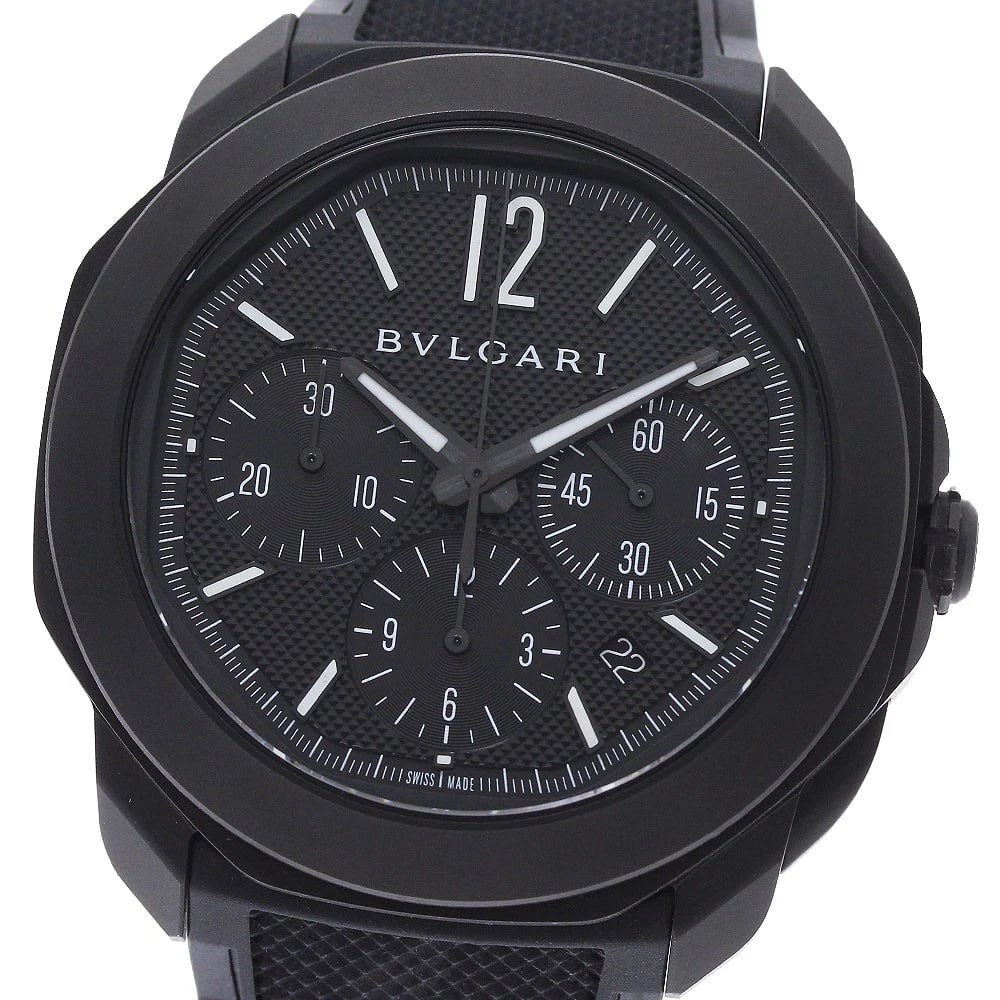 BVLGARI OCTOMA CHRONOGRAPH BLACK DIAL AUTOMATIC WATCH: BVLGARI Octoma Chronograph black Dial Automatic Watch Brand: BVLGARI Type/Style: Wristwatch Material: Band Material rubber, Case Material Stainless Steel Color: Dial Color black Size: Case Size About4