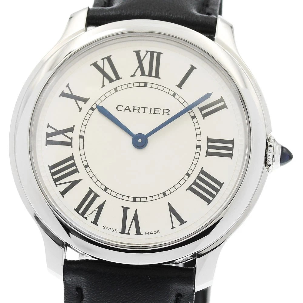 CARTIER RONDE MUST DE CARTIER ONLINE ONLY QUARTZ WATCH: CARTIER Ronde Must de Cartier Online only Quartz Watch Brand: CARTIER Type/Style: Wristwatch Material: Band Material leather, Case Material Stainless Steel Color: Dial Color Silver Size: About 36mm (1
