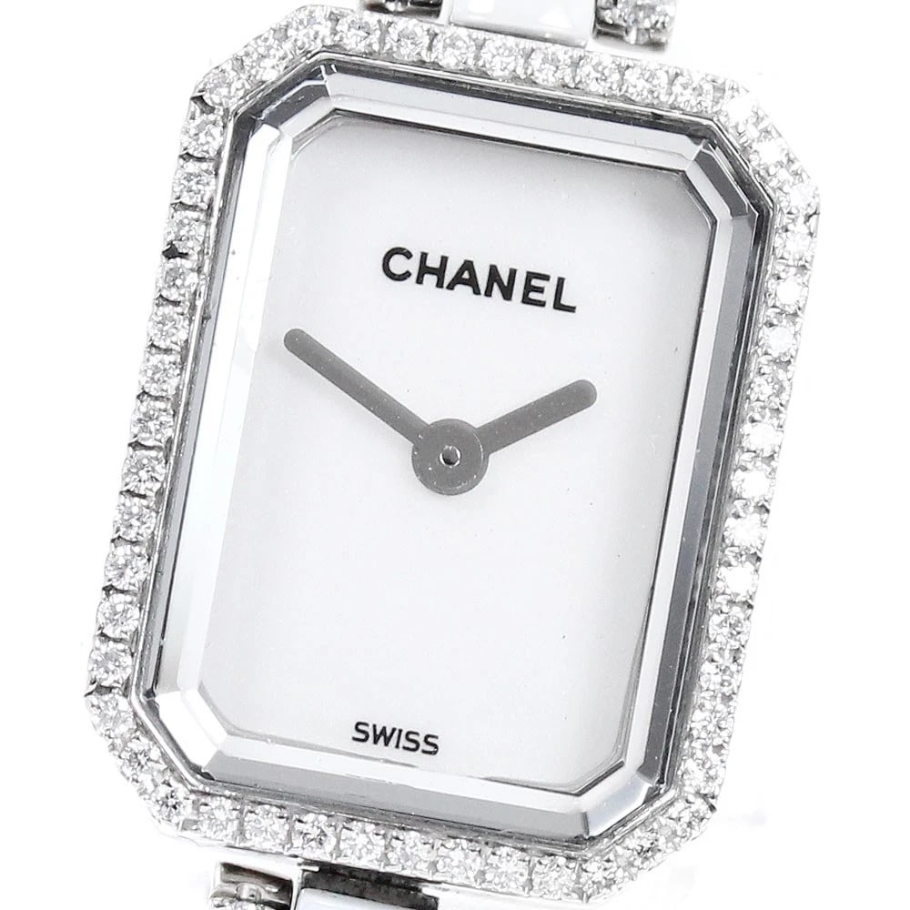 CHANEL PREMIERE K18WG BEZEL DIAMOND QUARTZ WATCH: CHANEL Premiere K18WG bezel diamond Quartz Watch Brand: CHANEL Type/Style: Wristwatch Material: Band Material K18WG / ceramic, Case Material K18WG Color: Dial Color white Size: About 15mm (0.6inch) (n