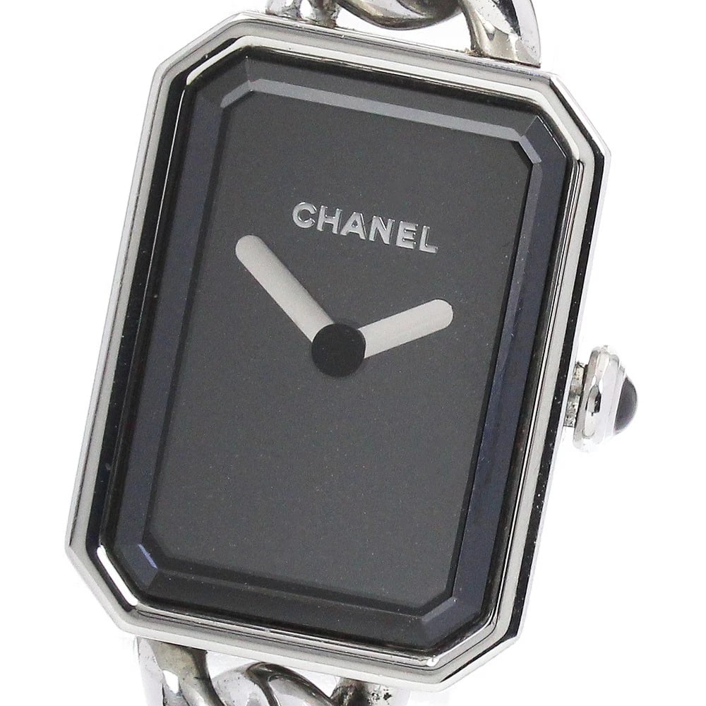 CHANEL PREMIERE BLACK DIAL QUARTZ WATCH: CHANEL Premiere black Dial Quartz Watch Brand: CHANEL Type/Style: Wristwatch Material: Band Material Stainless Steel, Case Material Stainless Steel Color: Dial Color black Size: Case Size About16mm (0