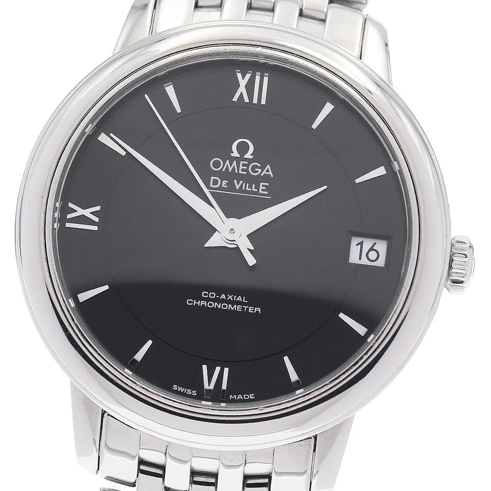 OMEGA DE VILLE PRESTIGE BLACK DIAL AUTOMATIC WATCH: OMEGA De Ville Prestige black Dial Automatic Watch Brand: OMEGA Type/Style: Wristwatch Material: Band Material Stainless Steel, Case Material Stainless Steel Color: Dial Color black Size: Case Size