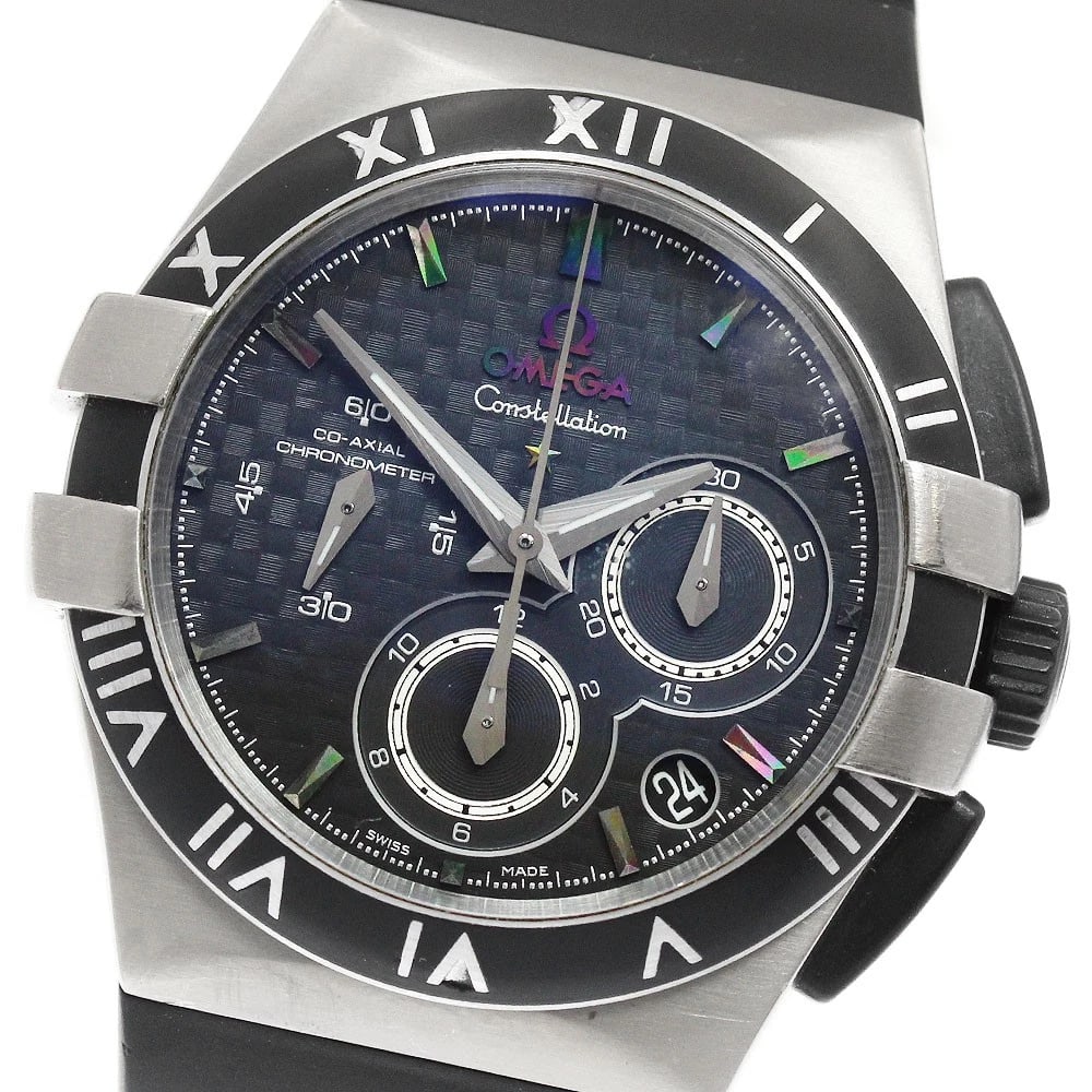 OMEGA CONSTELLATION DOUBLE EAGLE AUTOMATIC WATCH: OMEGA Constellation Double Eagle Automatic Watch Brand: OMEGA Type/Style: Wristwatch Material: Band Material rubber, Case Material titanium Color: Dial Color black Size: Case Size About35mm (1.4inch)
